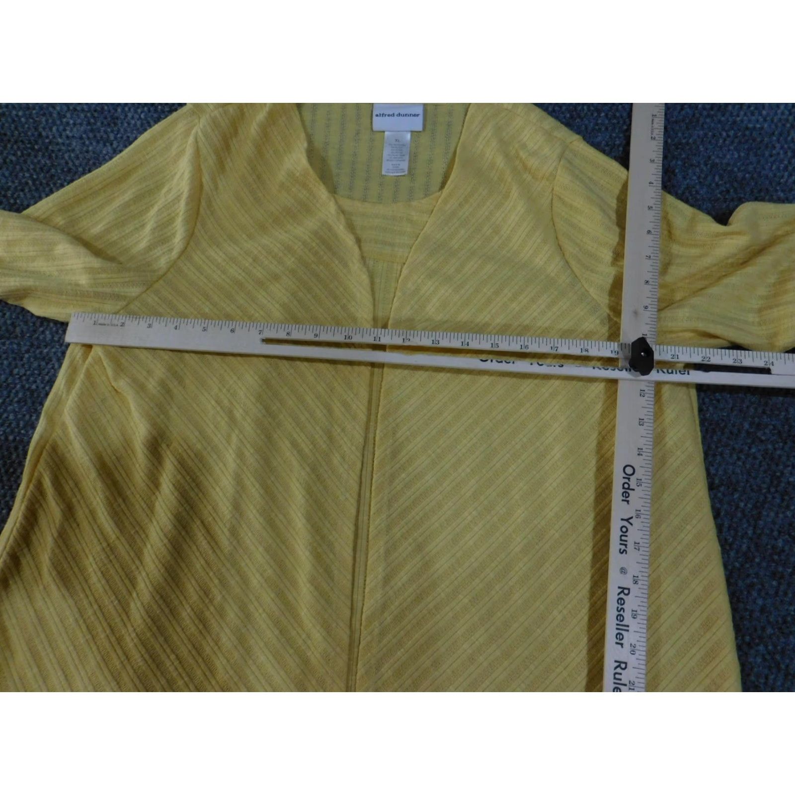 Vintage Alfred Dunner Cardigan Womens XL Yellow Sheer Open Front 3/4 Sleeve Layering Top Size XL / US 12-14 / IT 48-50 - 6 Thumbnail