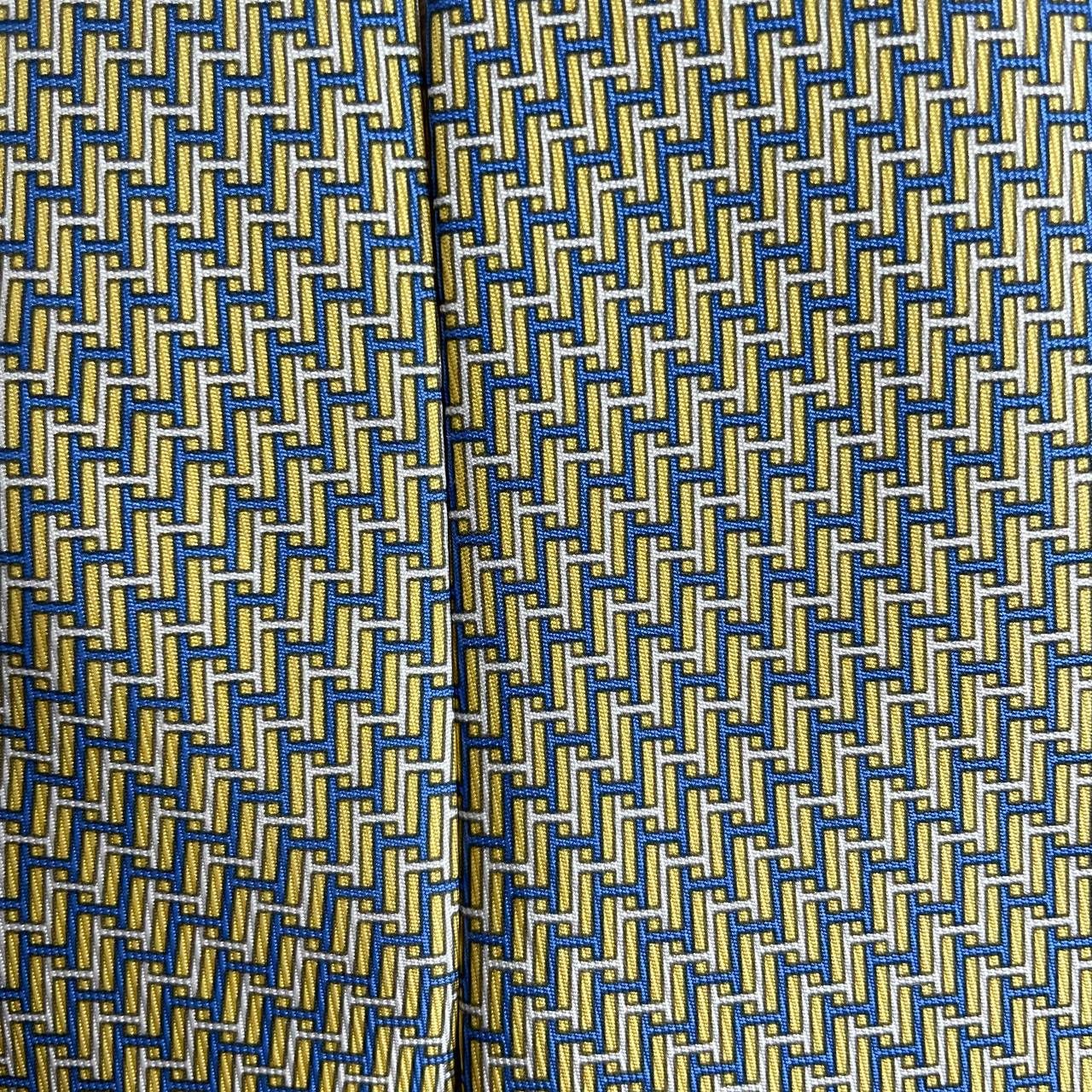 Hermes Hermes Paris Silk Tie 605680 PA Geometry Yellow Size ONE SIZE - 1 Thumbnail