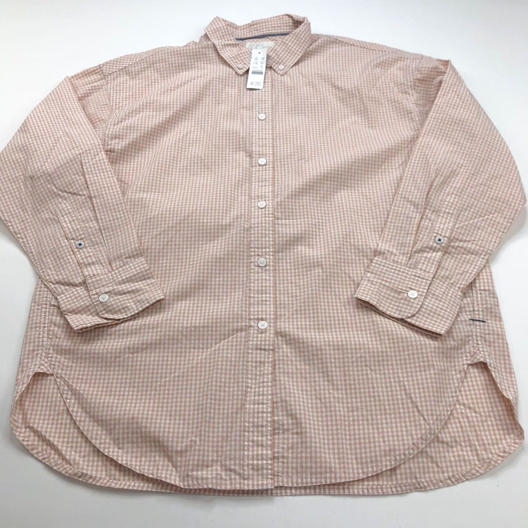 J.Crew J.Crew Shirt Womens 10 Button-Up Check Collared Long Sleeve Orange Relaxed Casual Basic All Seasons Button-Down Size L / US 10 / IT 46 - 2 Thumbnail