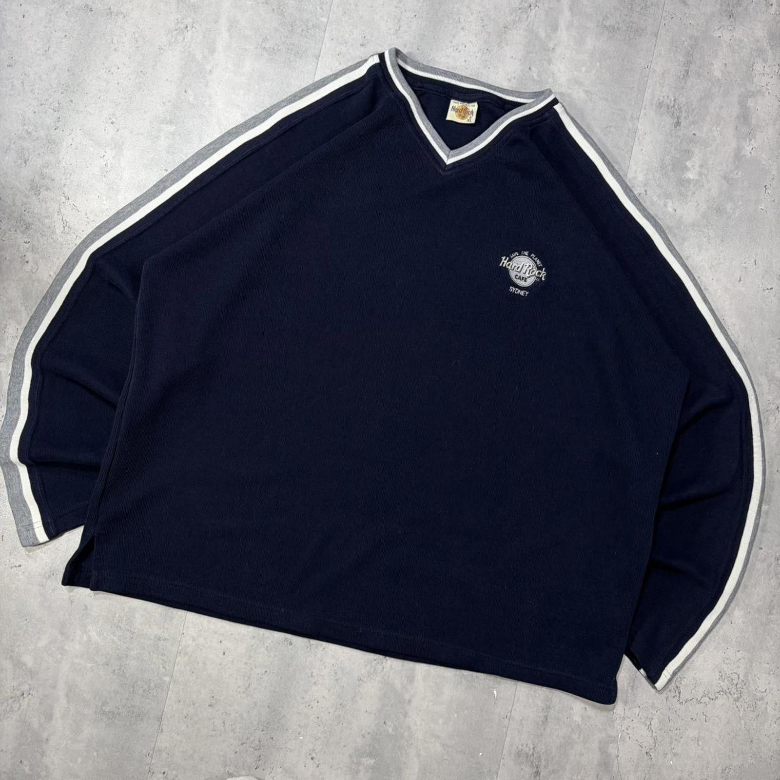 Hard Rock Cafe Vintage Navy Hard Rock Cafe Striped Knit Sweater Size US XL / EU 56 / 4 - 2 Thumbnail