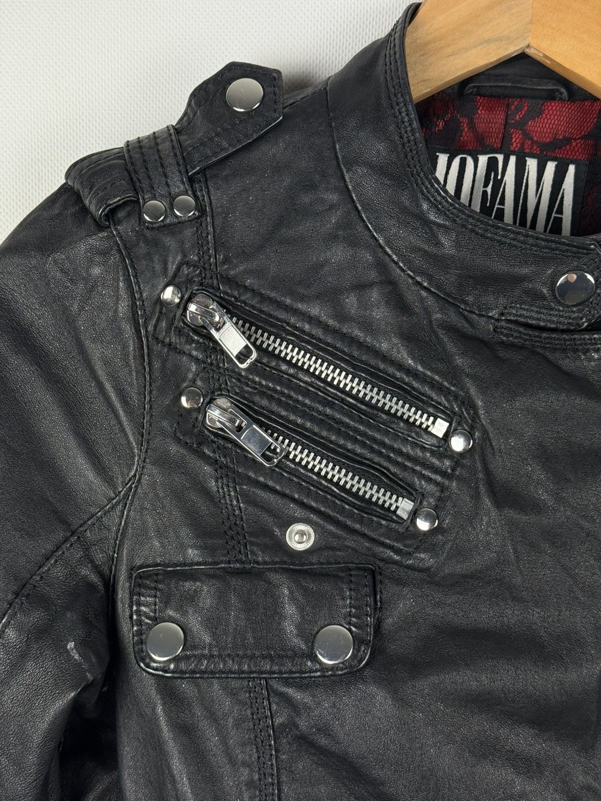 JOFAMA Jofama By Kenza Ladies Gothic Leather Biker Jacket Size 34 Size XS / US 0-2 / IT 36-38 - 20 Thumbnail