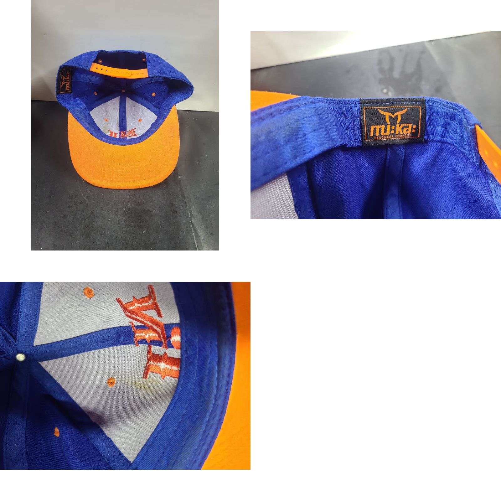 MLB VINTAGE muka NJ Jersey Snapback cap Baseball Cap Men One Size Blue Orange Adjustable Lightweight Breathable 90s Sports Size US M / EU 48-50 / 2 - 8 Thumbnail