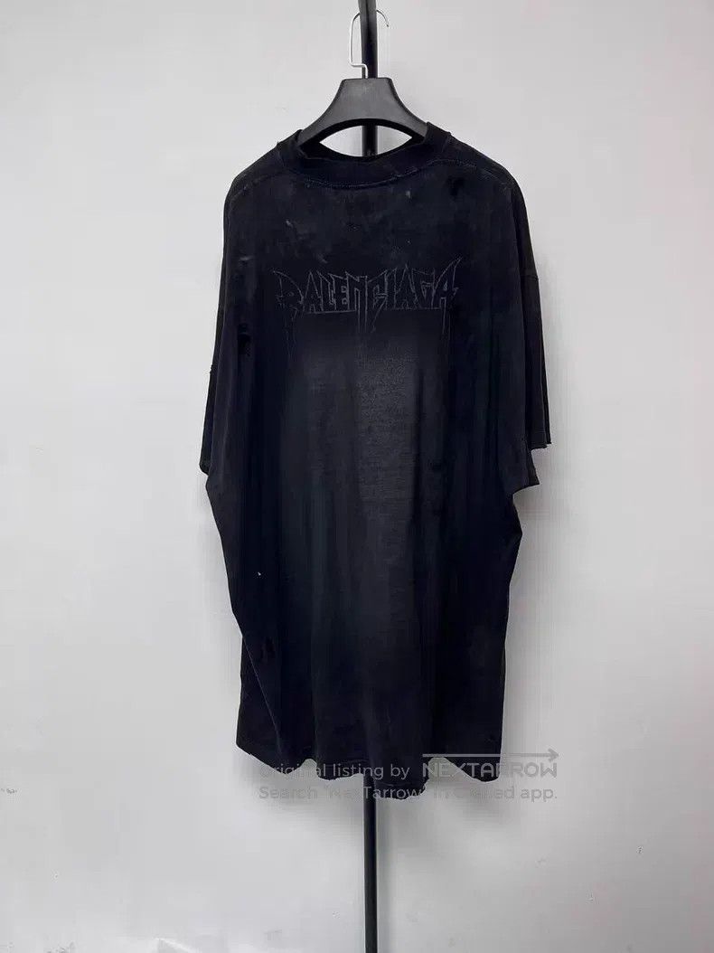 Balenciaga Balenciaga Logo Print Distressed Round Neck Short Sleeve T Size US XL / EU 56 / 4 - 2 Thumbnail
