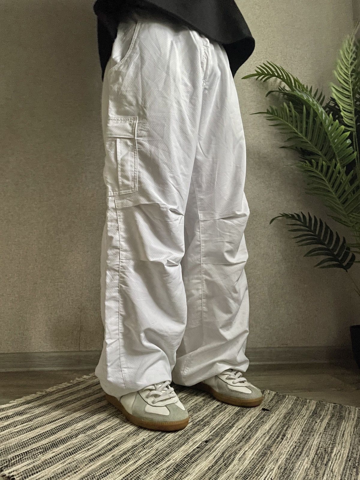 Nike Outdoor Life Vintage NIKE 00s Nylon Extra Baggy Track Pants Joggers White 34 L Grailed