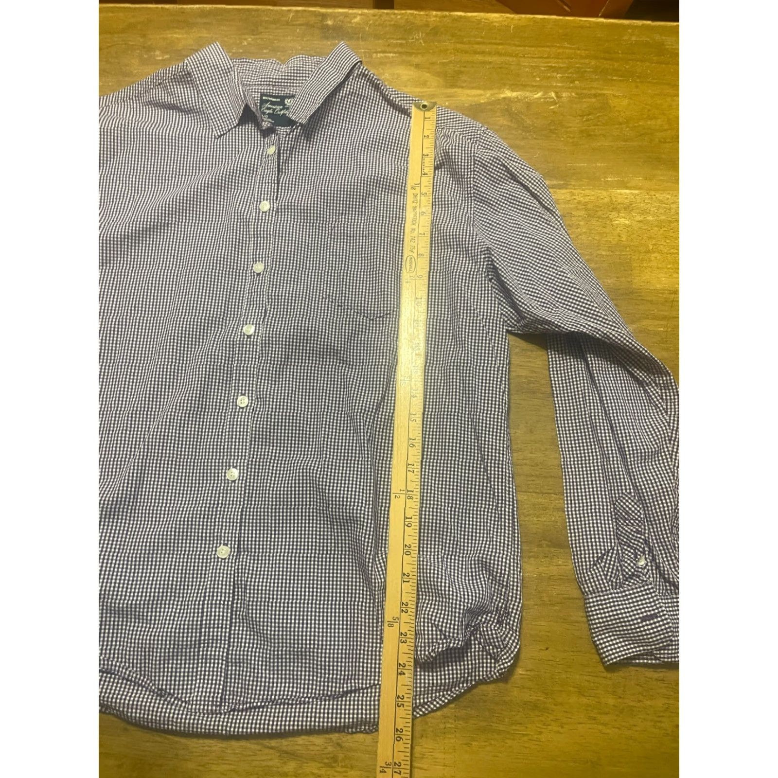 Arrow Arrow Shirt Men's Large Purple White Check Button Down Boyfriend Fit Long Sleeve Casual Regular Arrow Shirt Bed? Size US L / EU 52-54 / 3 - 5 Thumbnail