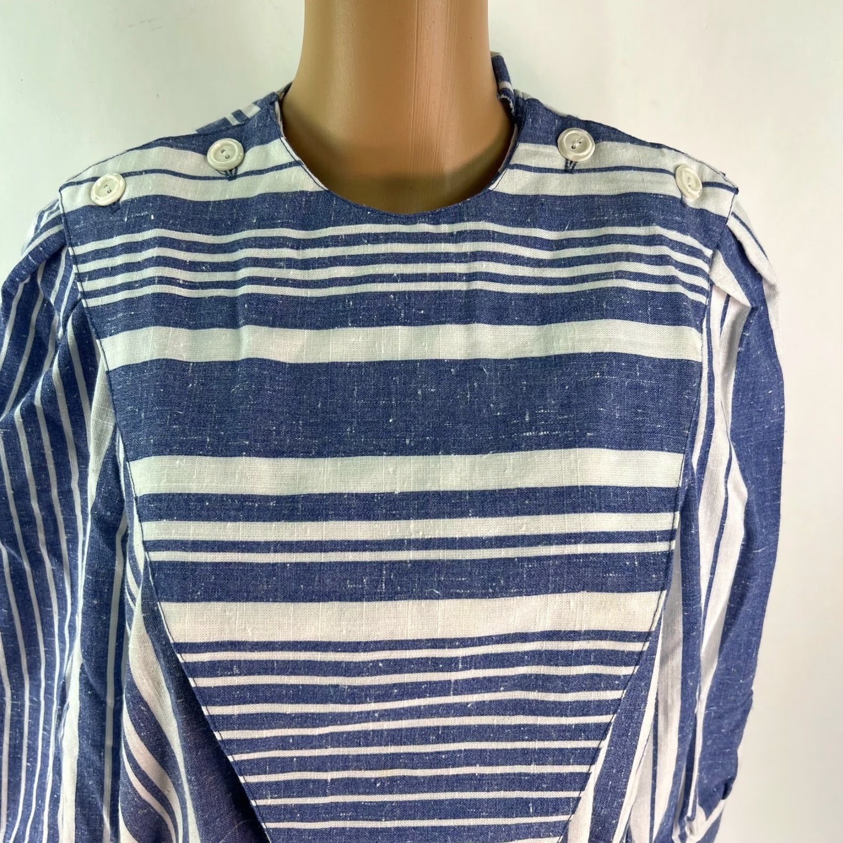 Vintage Vintage Breli Originals Womens Blue Striped Belted 3/4 Sleeves Midi Dress Sz 12 Size XL / US 12-14 / IT 48-50 - 3 Thumbnail