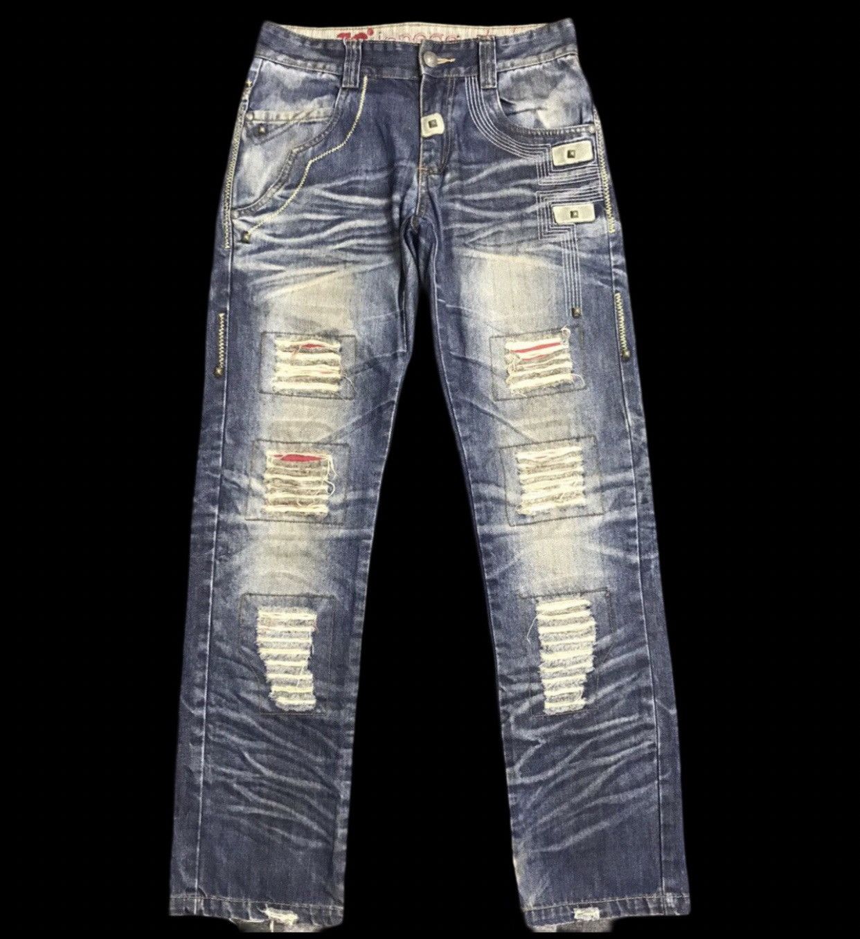 Japanese Brand Joneaa Distressed Patchwork Jeans Size US 29 - 2 Thumbnail