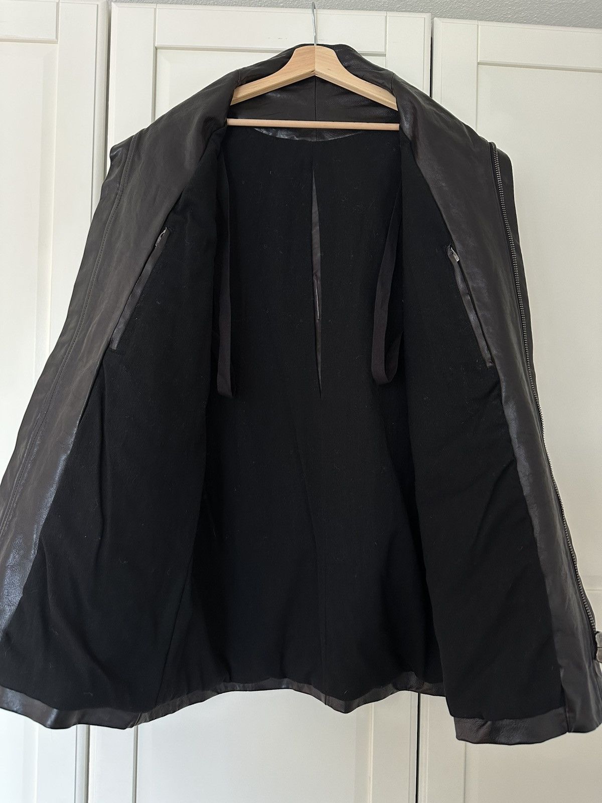 Daniele Basta Long High Neck Leather Jacket With Thindown Padding Size US L / EU 52-54 / 3 - 4 Thumbnail