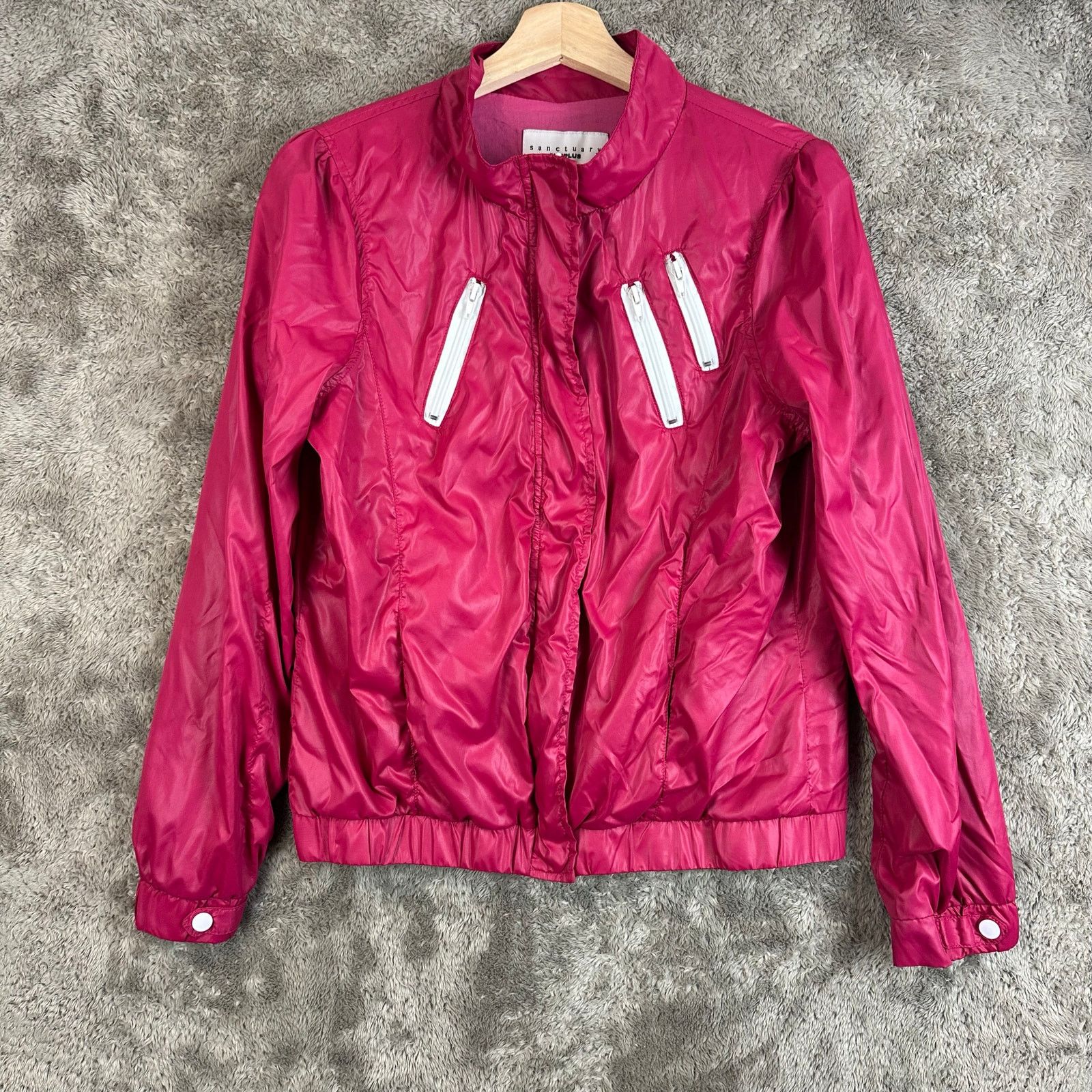 Sanctuary Sanctuary Magenta Pink Bomber Track Jacket Lined Windbreaker Size M / US 6-8 / IT 42-44 - 2 Thumbnail