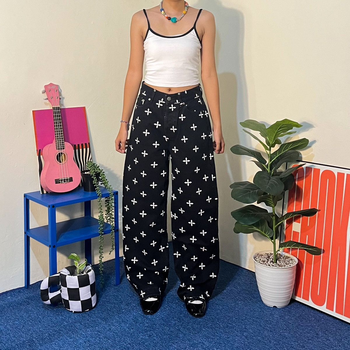 Japanese Brand SMFK FULL PATTERN PANTS Size US 27 - 1 Thumbnail