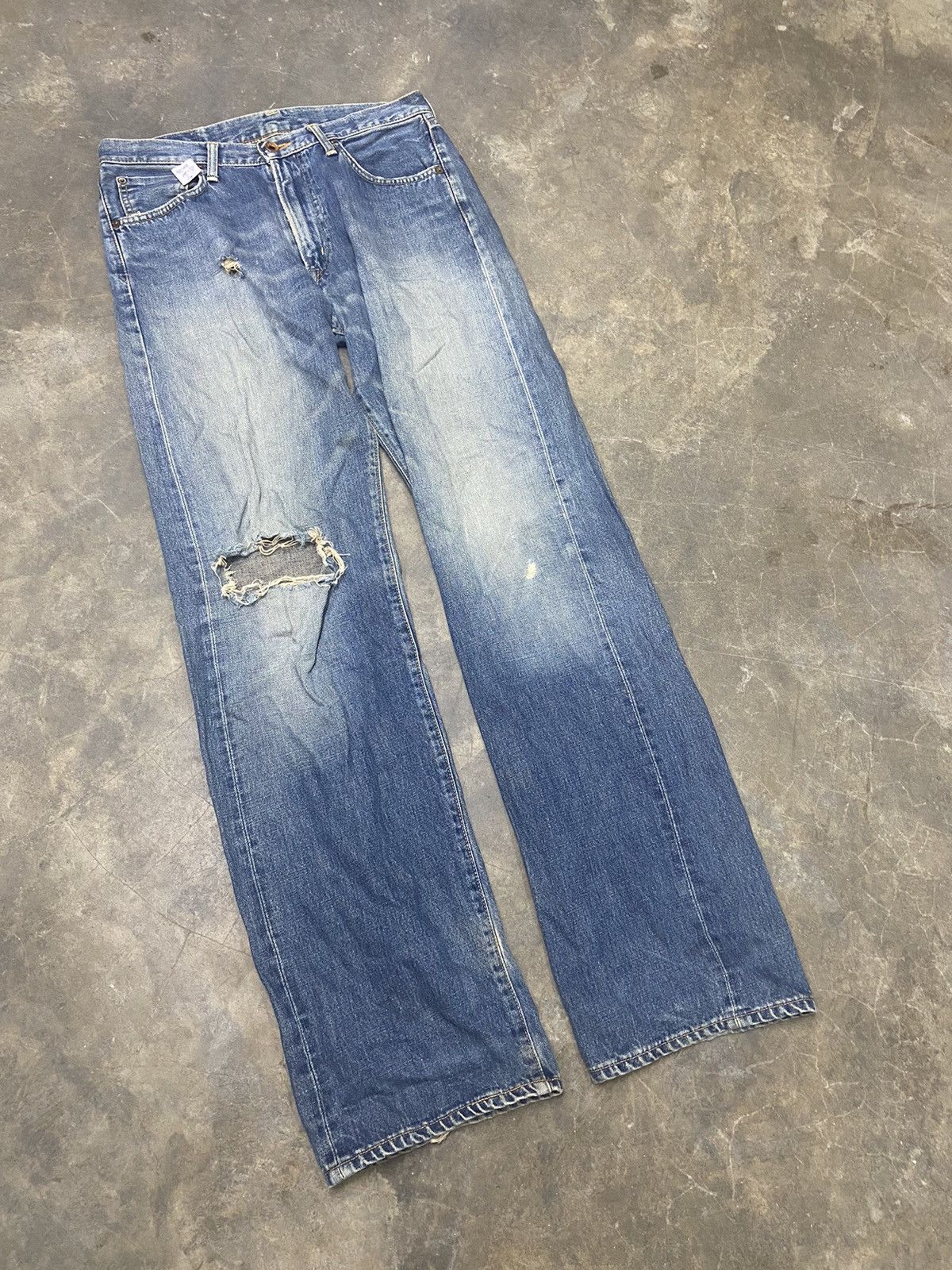 Beauty Beast 🔥 Flare🔥🔥🔥 Vintage Edwin 505X selvedge jeans distressed Size US 31 - 1 Thumbnail