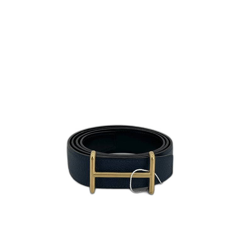 Hermes Hermes Black Leather Belt with Gold Buckle Size ONE SIZE - 1 Thumbnail