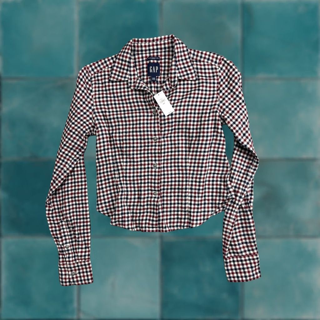 Gap Gap Shirt Womens XXS Red Plaid Cropped Flannel Button Front Top Size XXS / US 00 / IT 34 - 1 Thumbnail