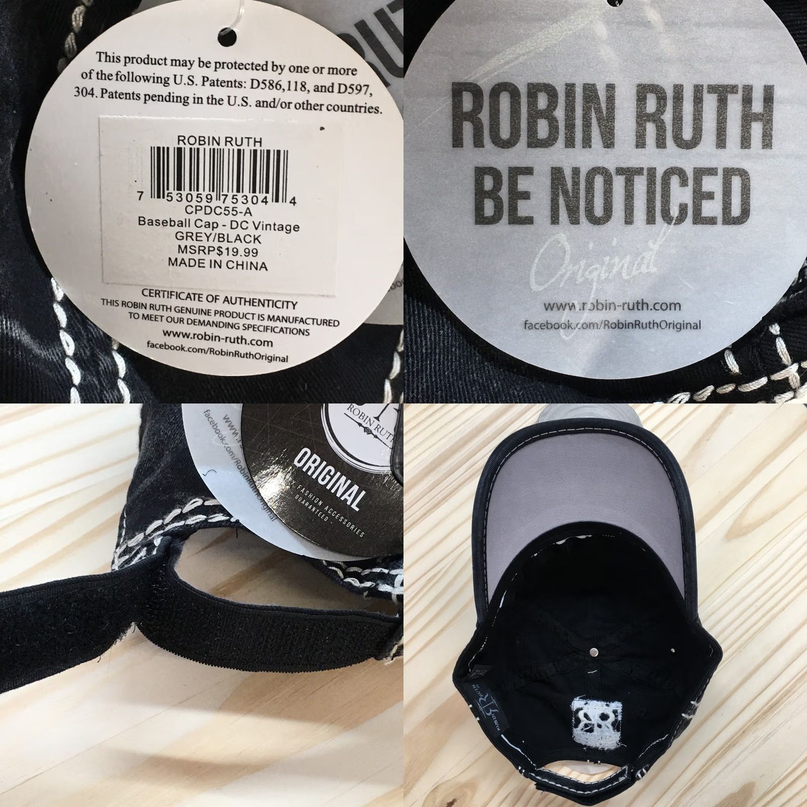 Vintage Washington DC Robin Ruth Baseball Cap Mens Black Gray OS Embroidered Logo NEW Size ONE SIZE - 8 Thumbnail