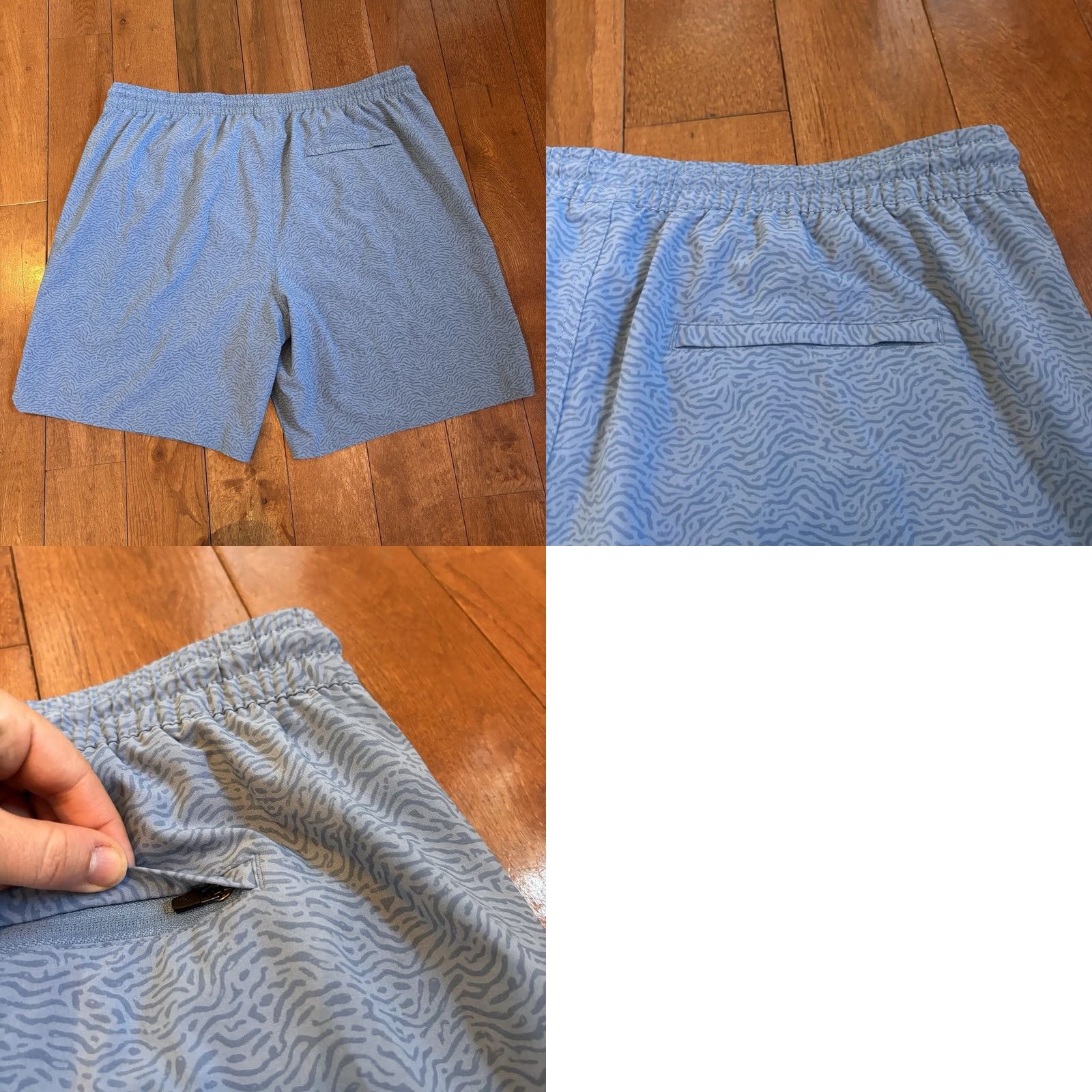 Vintage Free Fly Athletic Shorts Mens 3XL Blue Pattern Workout Lined Drawstring 8" Size US 39 - 8 Thumbnail