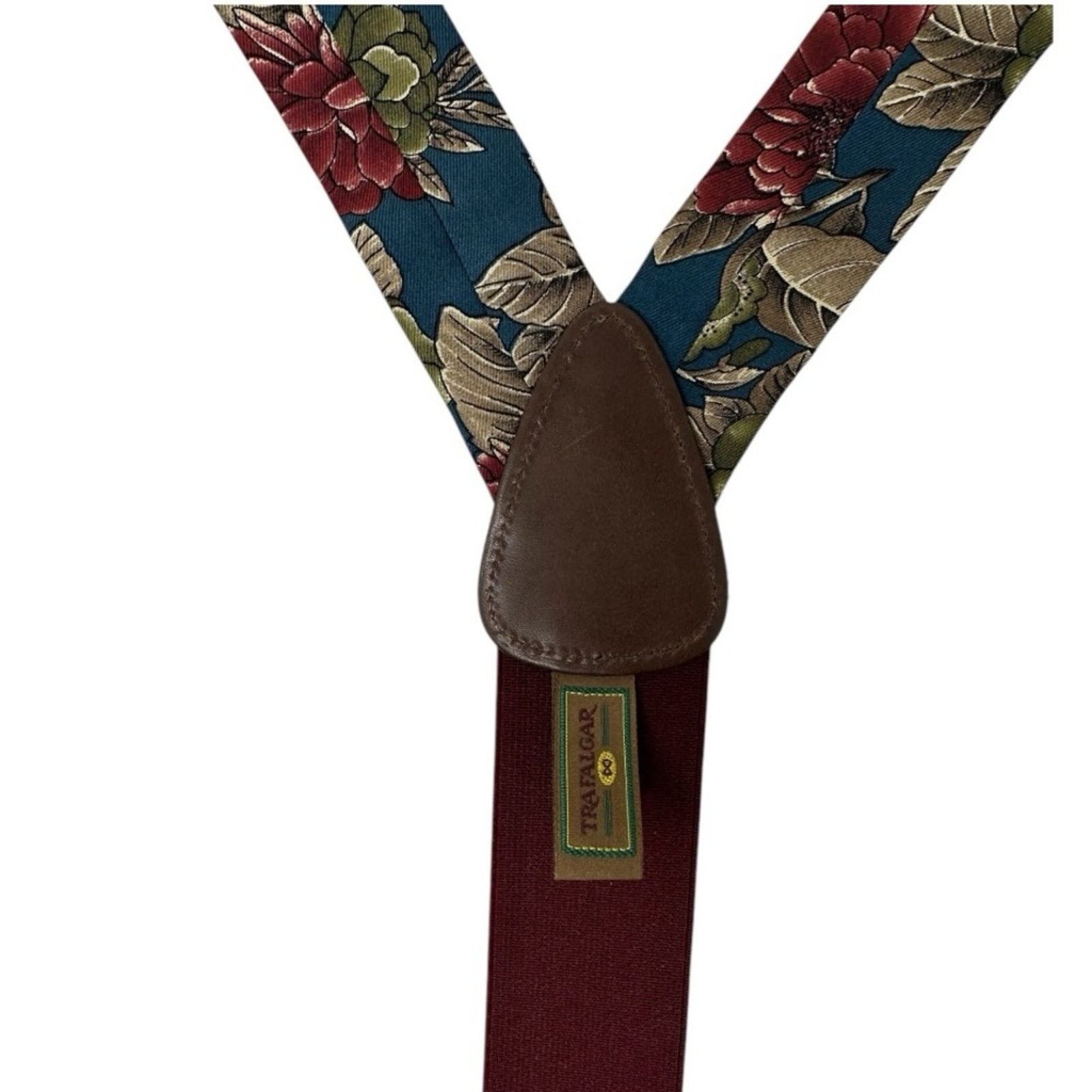 Leather × Trafalgar × Vintage VTG Trafalgar Silk Floral Braces Suspenders Leather Accents Size ONE SIZE - 15 Thumbnail
