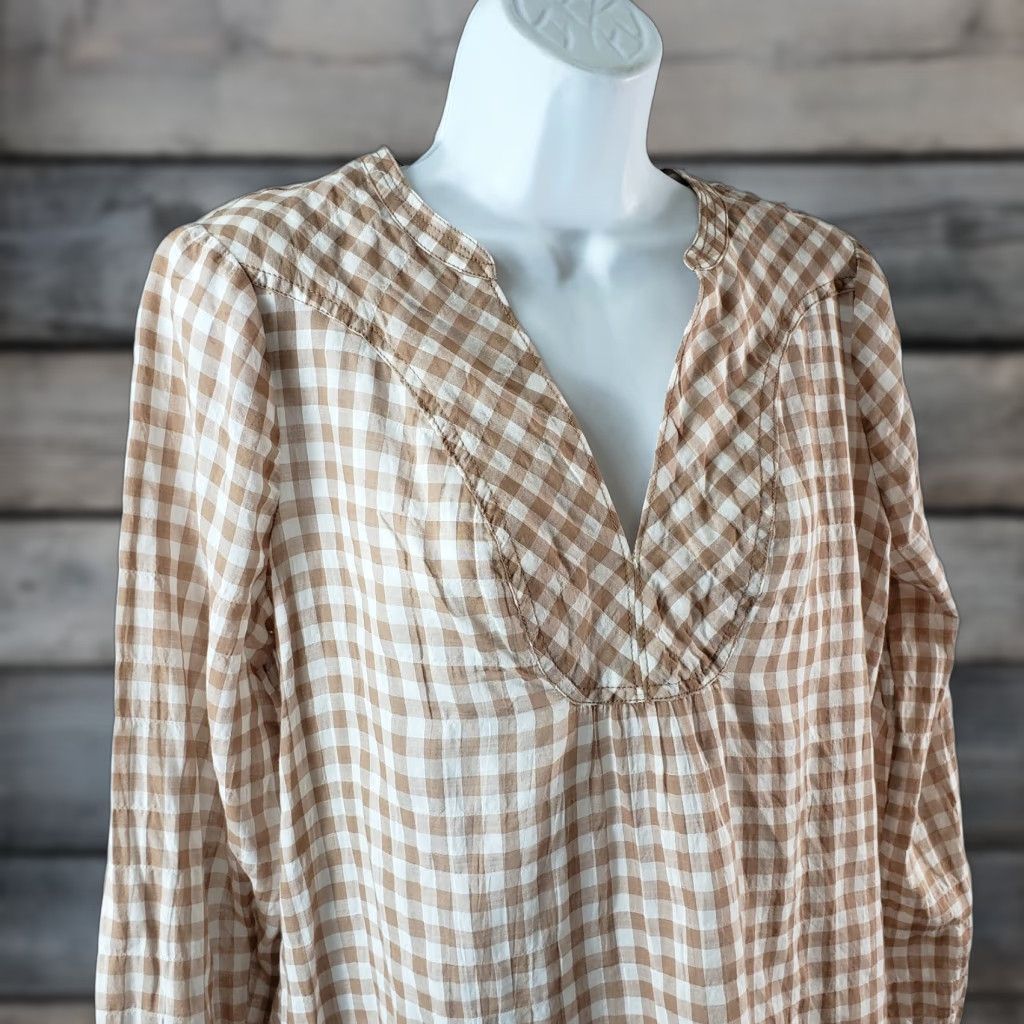 Vintage Holding Horses Womens Blouse Sz 2 Tan Gingham Long Sleeve Cotton Blend Shirt Clothing Mens? Size XS / US 0-2 / IT 36-38 - 1 Thumbnail