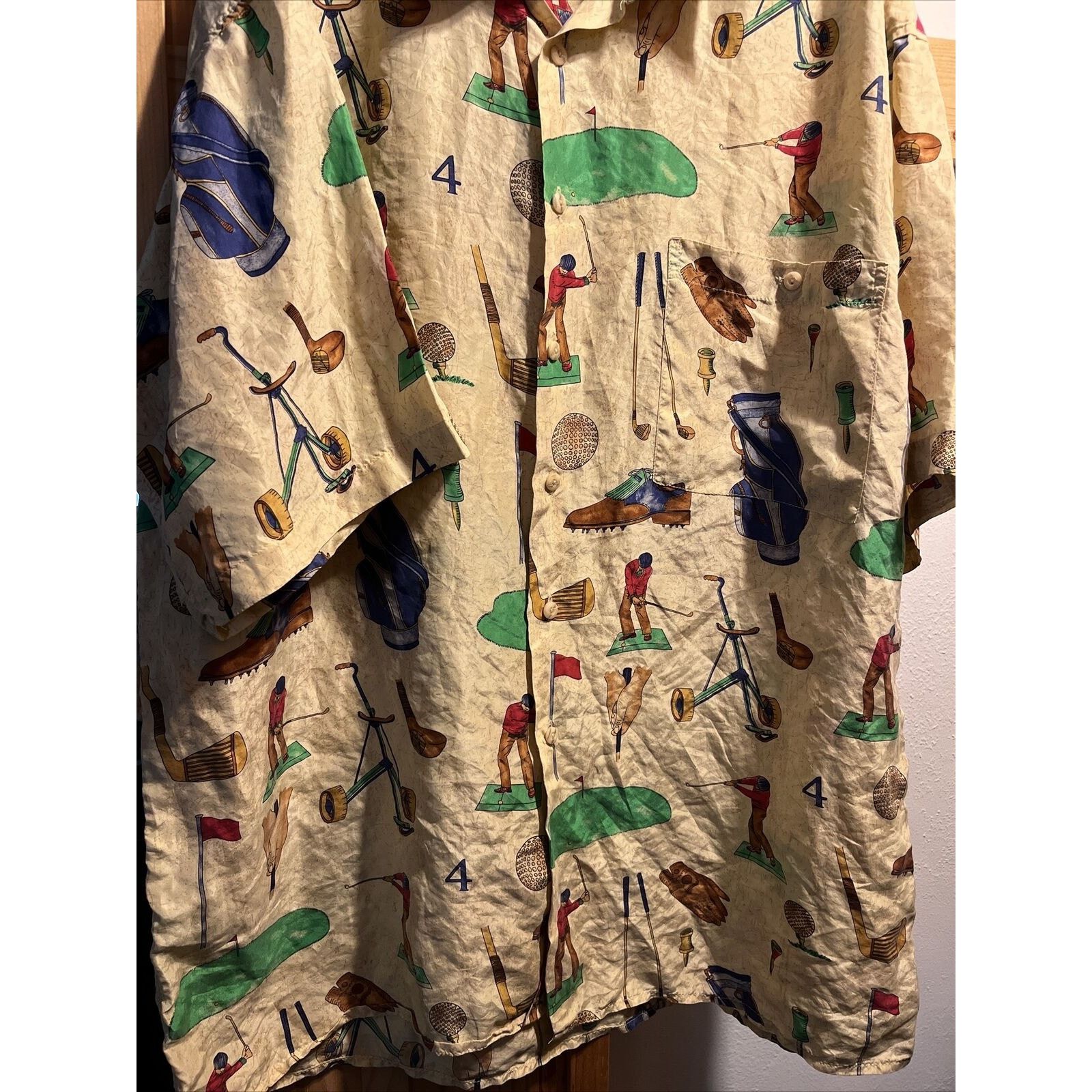 The Unbranded Brand Unbranded Vintage Men’s XL Gold Golf Silk Button Down Shirt Size US XL / EU 56 / 4 - 5 Thumbnail