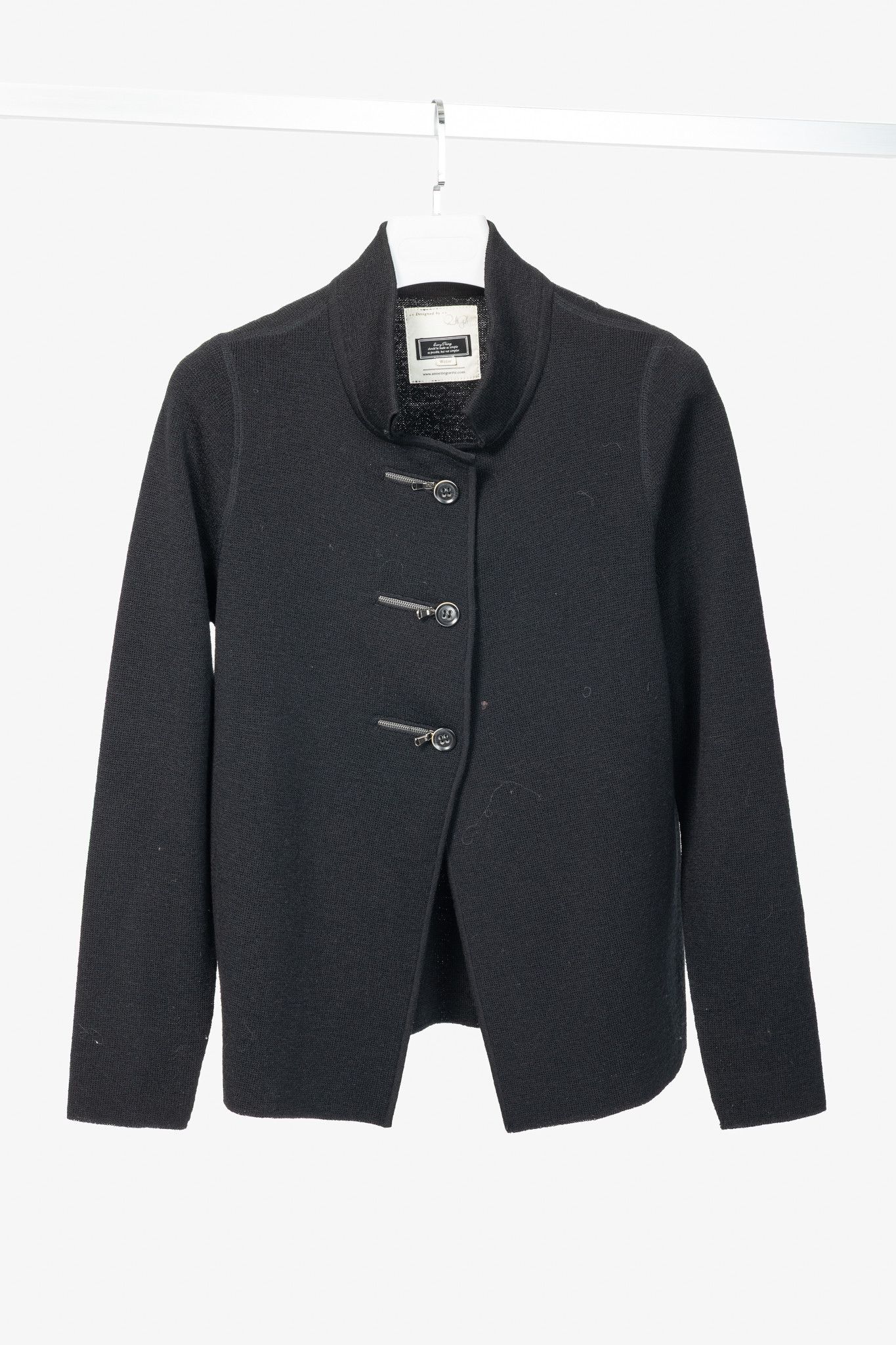 Annette Gortz Annette Gortz AW09 Chita Black Wool-Blend Buttoned Jacket Size M / US 6-8 / IT 42-44 - 1 Thumbnail