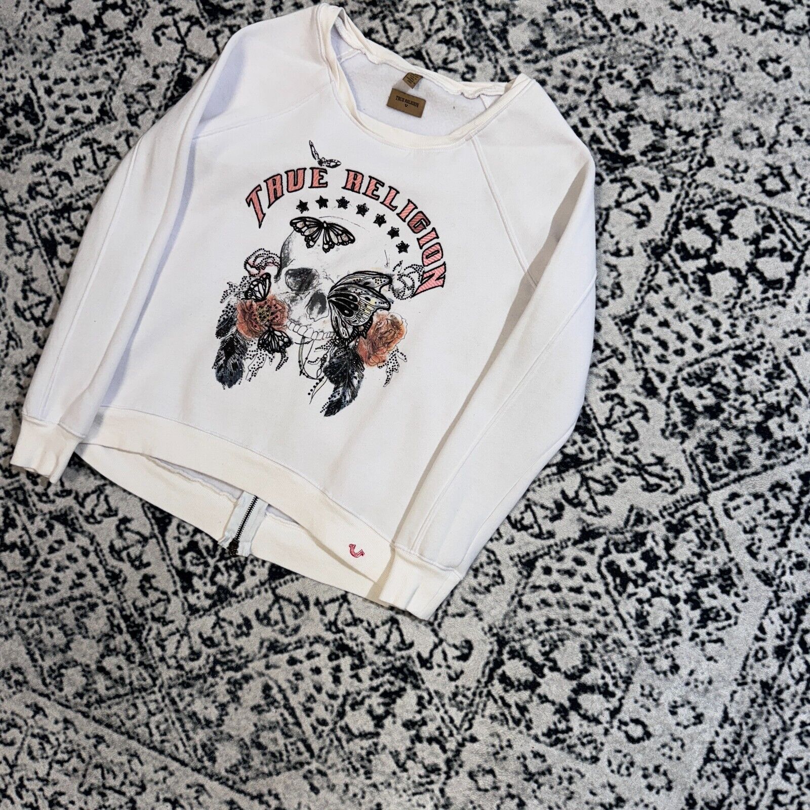 True Religion × Vintage True Religion Unisex White Cotton Crewneck Size XS Skull Zip Size US XS / EU 42 / 0 - 2 Thumbnail