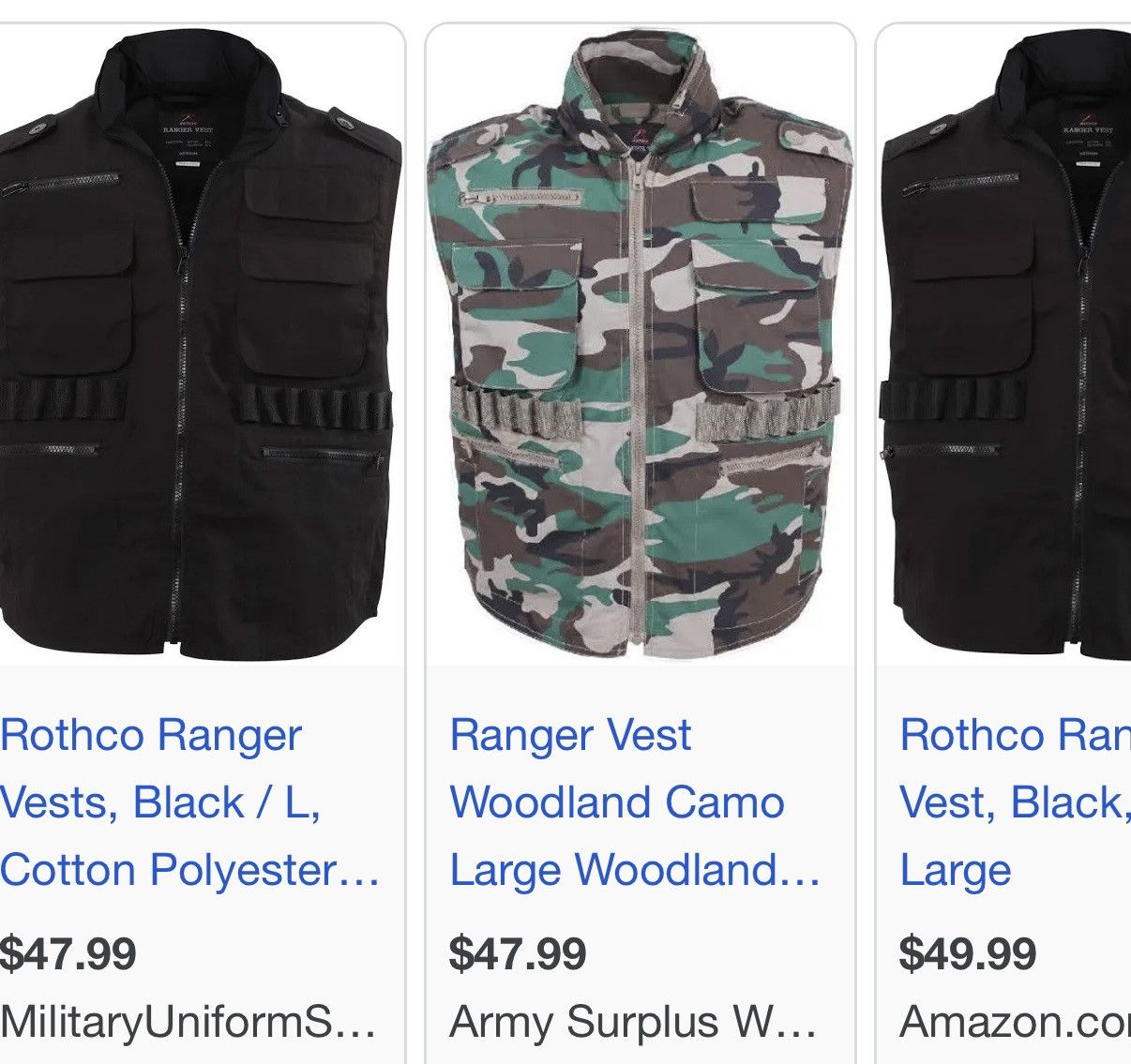 Rothco Rothco Ranger Vest Black Utility Hunting Concealed Carry Size US XL / EU 56 / 4 - 10 Thumbnail