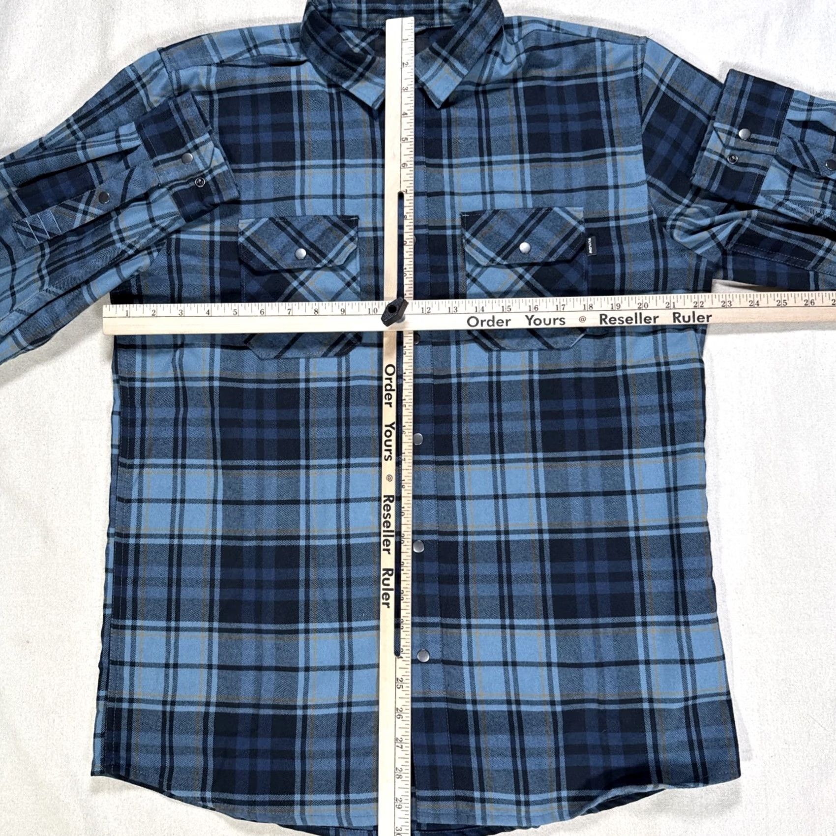 Flylow Shirt Mens L Blue Green Plaid Handlebar Tech Flannel Snap Nwot, Men's — image 4 of 6