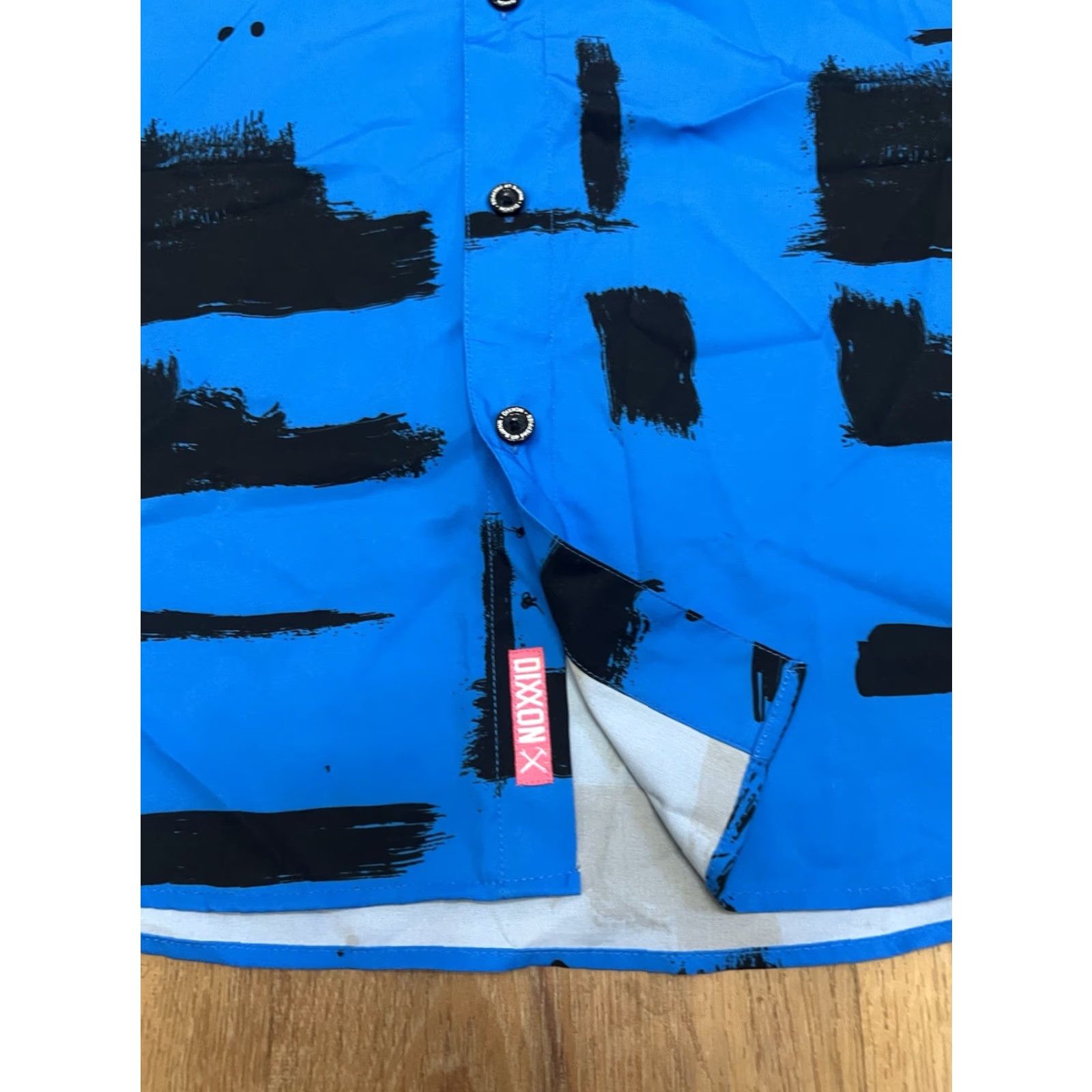 CO Dixxon Flannel Co Shirt The Slater Blue Black Abstract Short Sleeve Button-Up L Men Shirt Regular Size Size US L / EU 52-54 / 3 - 4 Thumbnail
