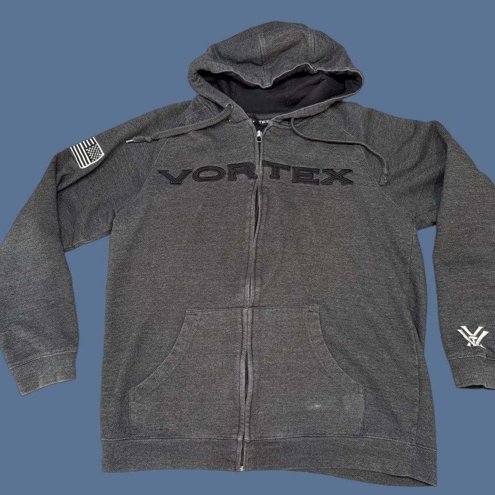 Vintage Vortex Optics Men's L Full Zip Hoodie American Flag Gray Size US L / EU 52-54 / 3 - 1 Thumbnail
