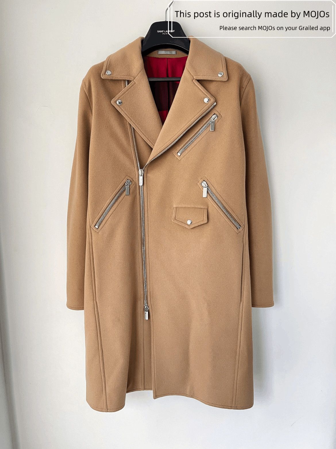 Sz 44 Dior Homme 18AW Multi Zip Wool Coat