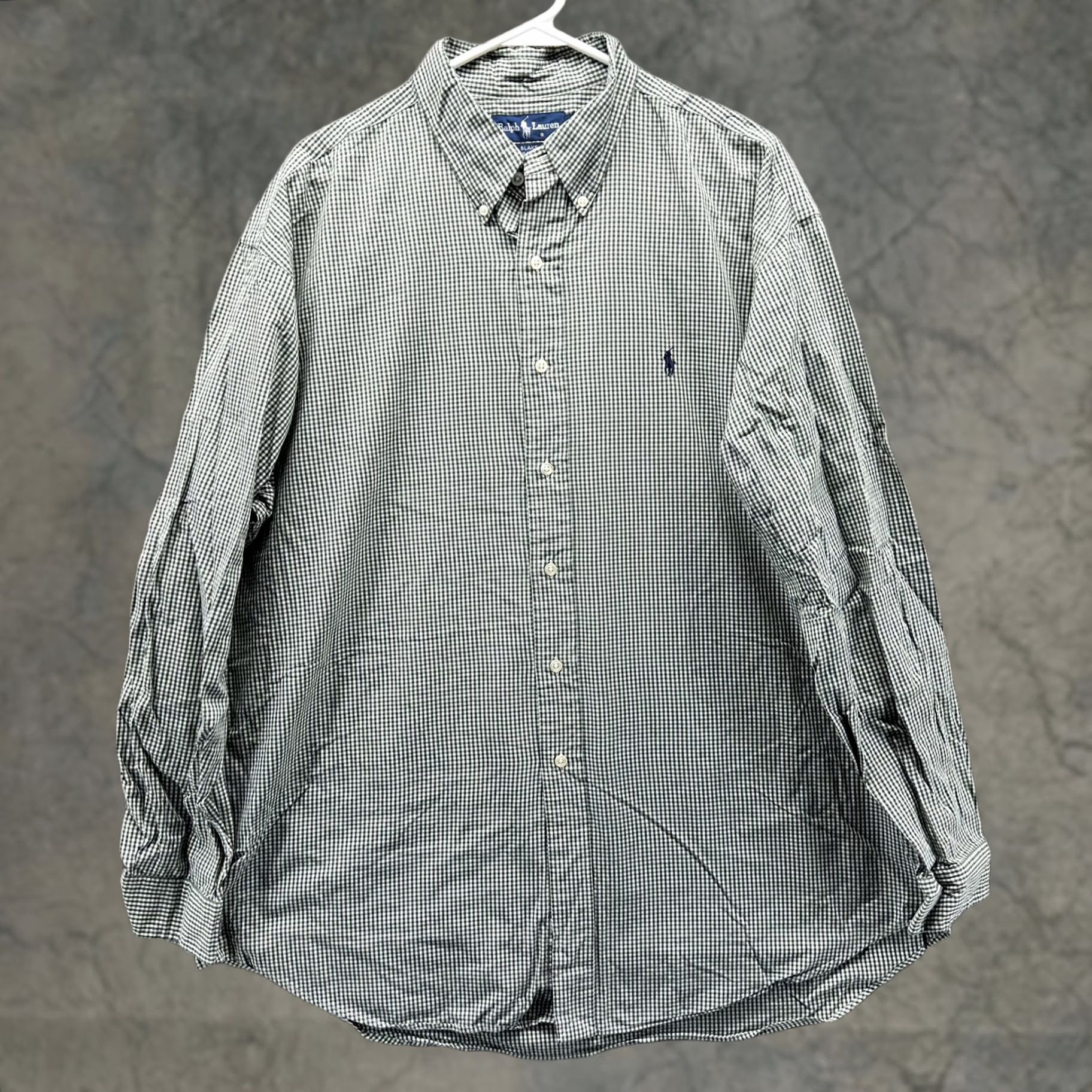 Ralph Lauren VINTAGE Ralph Lauren Shirt Mens XL Green Check Oxford Button Front Woven Size 46R - 1 Thumbnail
