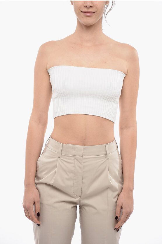 image of Chloe Ribbed Cashmere Blend Tube Top in White, Women's (Size Small)
