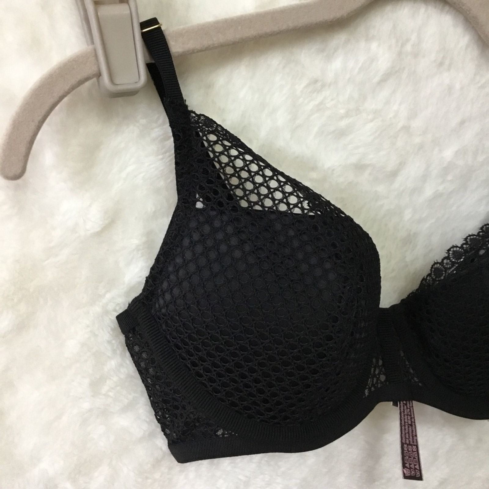 Victoria's Secret Victoria's Secret Black Fishnet Lace Push-Up Bra Size ONE SIZE - 8 Thumbnail