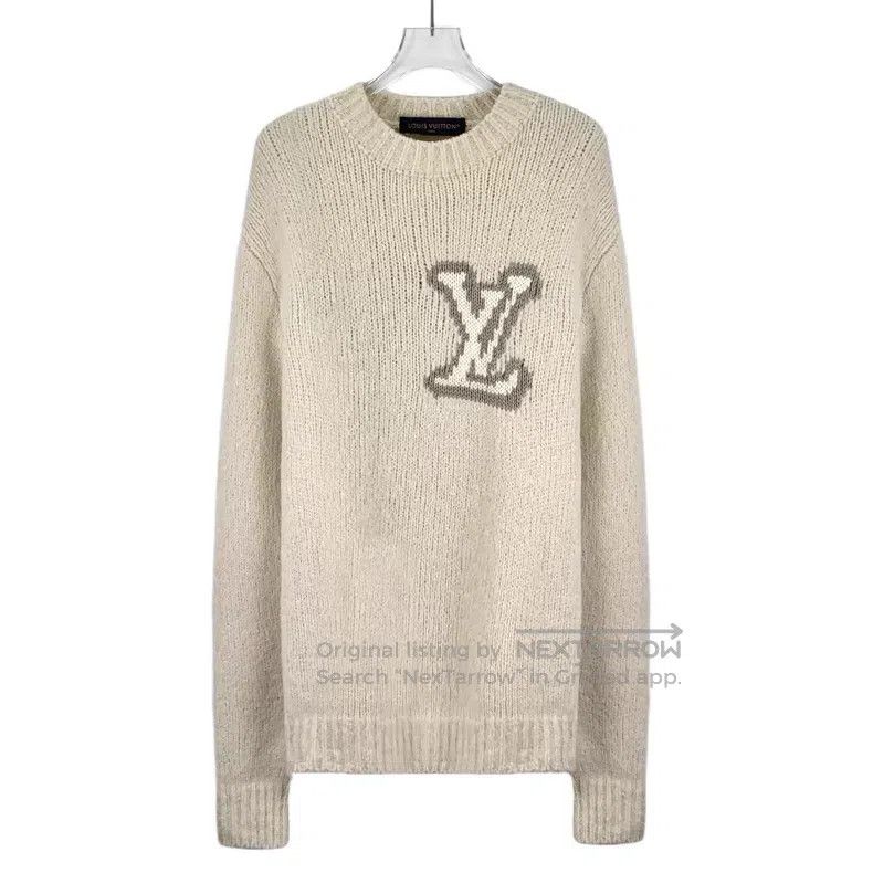 Louis Vuitton Louis Vuitton 26 off-white logo intarsia crewneck wool lon Size US M / EU 48-50 / 2 - 1 Thumbnail