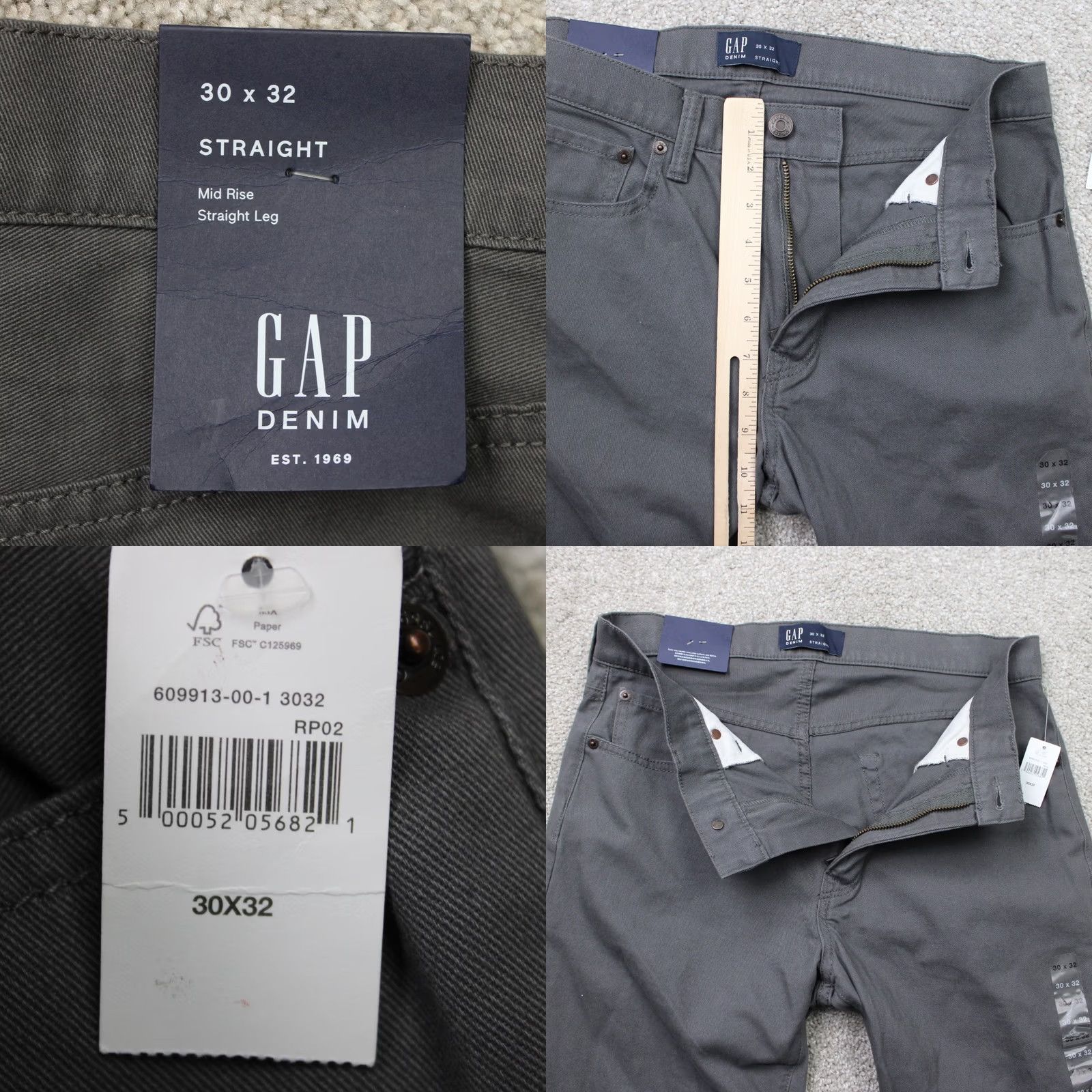 Gap GAP Denim Chino Pants Mens 30x32 Gray Straight Leg Flat Front Mid Rise NWT Size US 30 / EU 46 - 8 Thumbnail