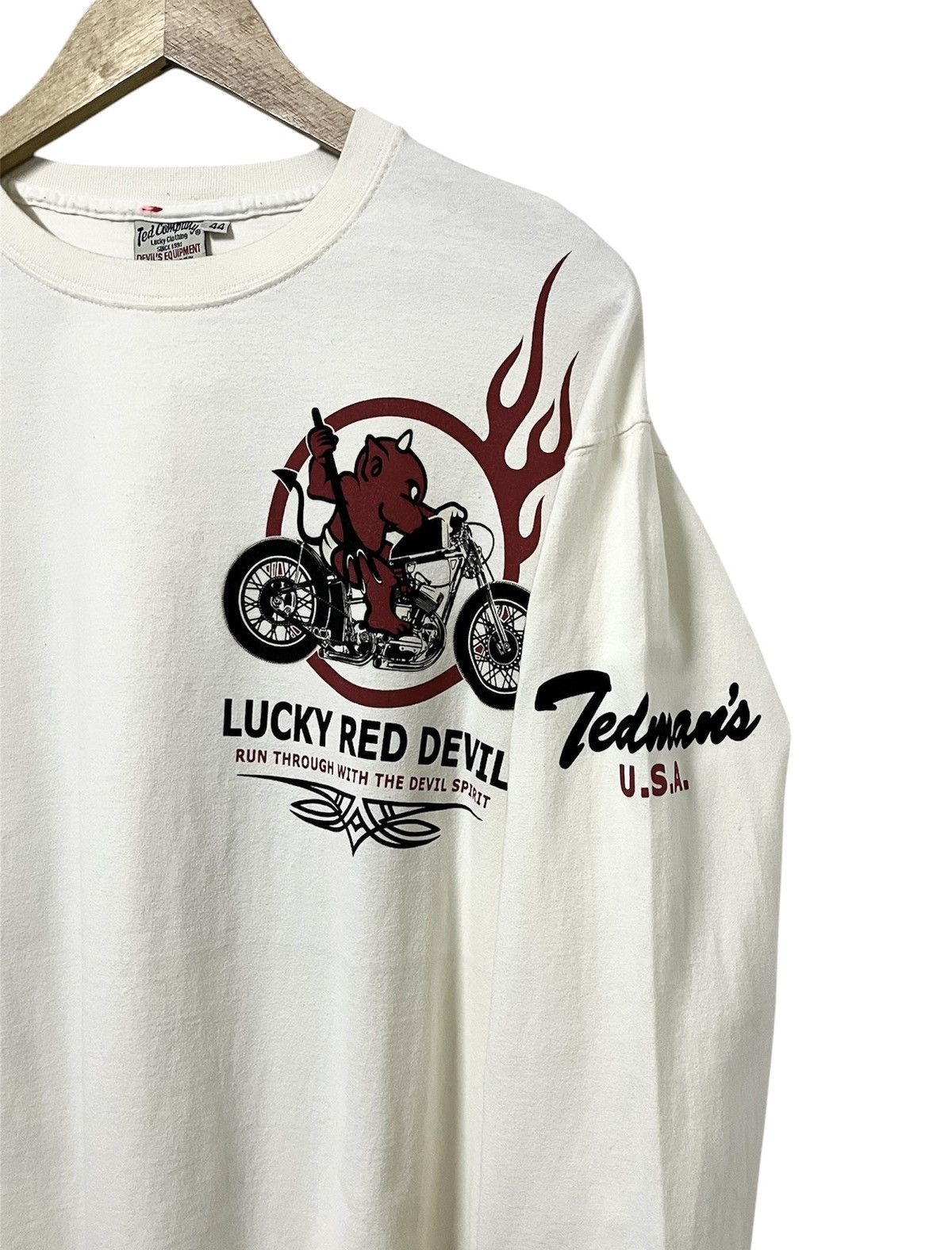 Japanese Brand TED COMPANY TED MAN LUCKY RED DEVIL RACING LONGSLEEVE TSHIRT Size US L / EU 52-54 / 3 - 7 Thumbnail