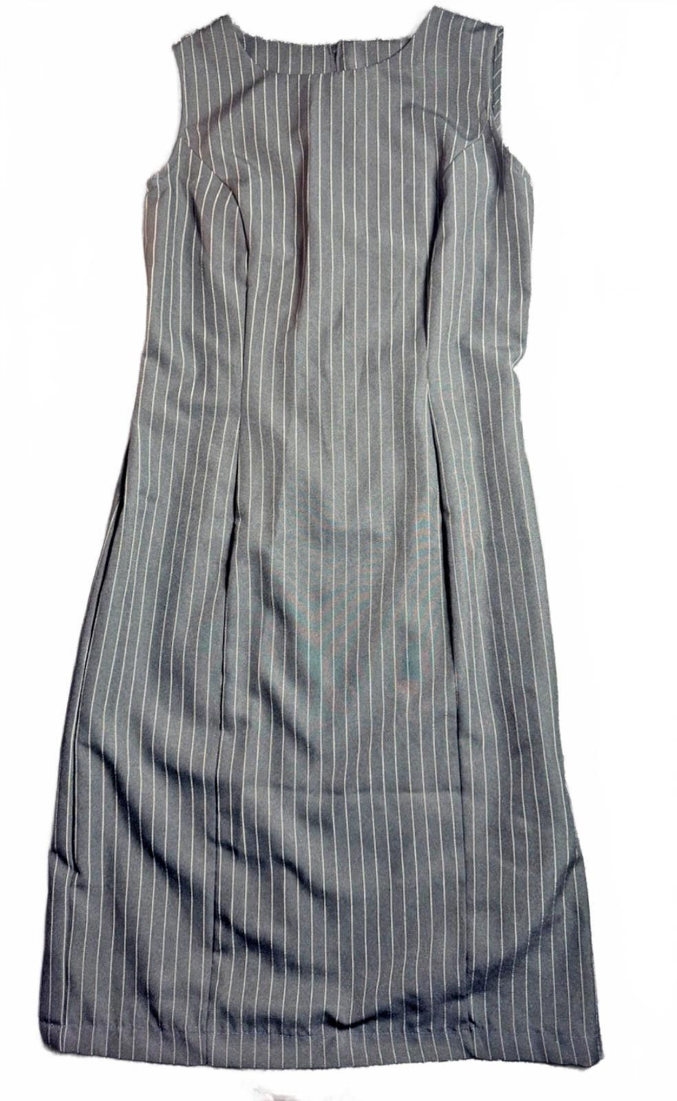 The Unbranded Brand Vintage Black Pinstripe Sleeveless Sheath Dress Size L / US 10 / IT 46 - 2 Thumbnail