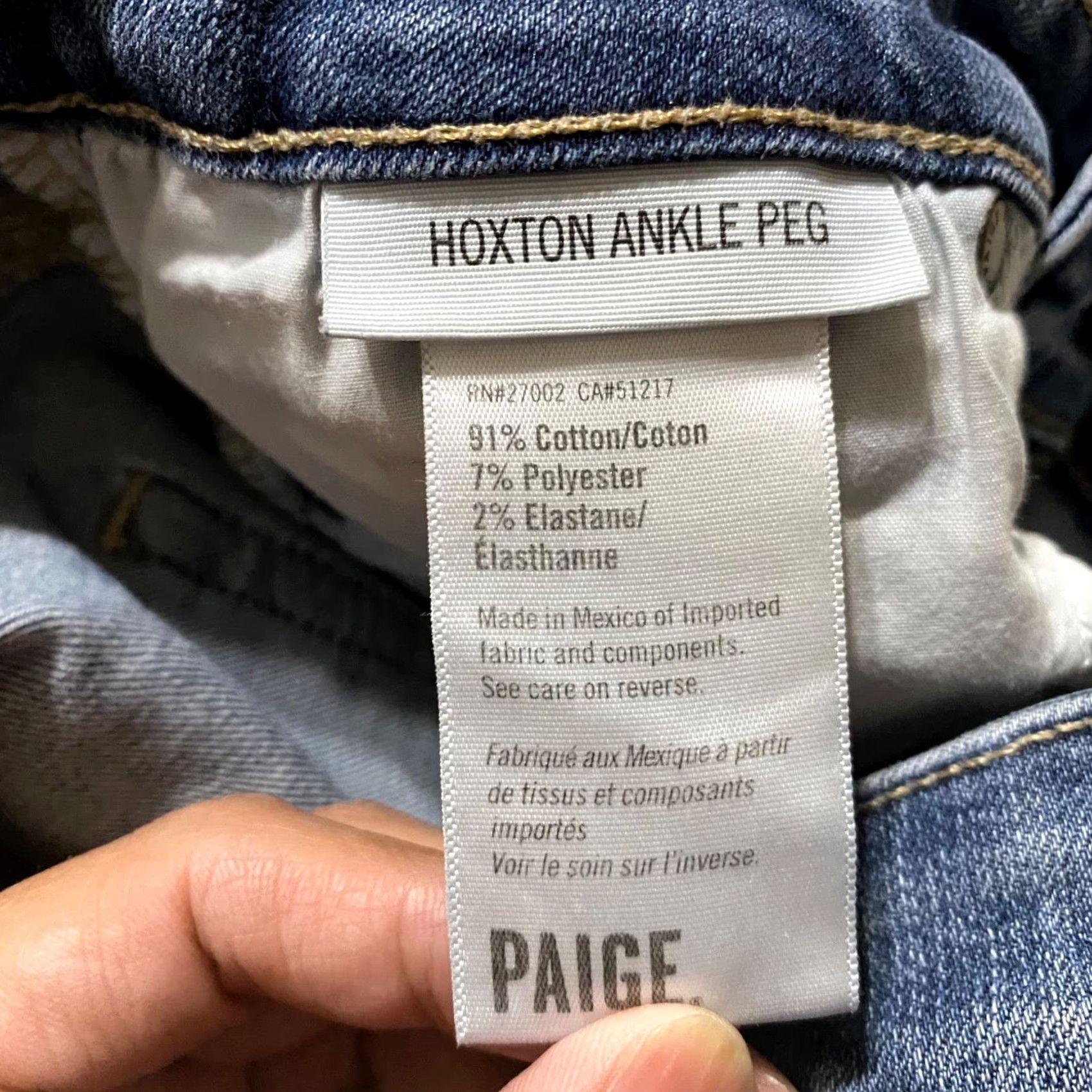 Paige Paige Jeans Womens Slim Mid Rise Ankle 29 Blue Denim Hoxton 5-Pocket Logo Stretch Cotton Blend 90s? No Vintage Capri? Size 29" - 4 Thumbnail