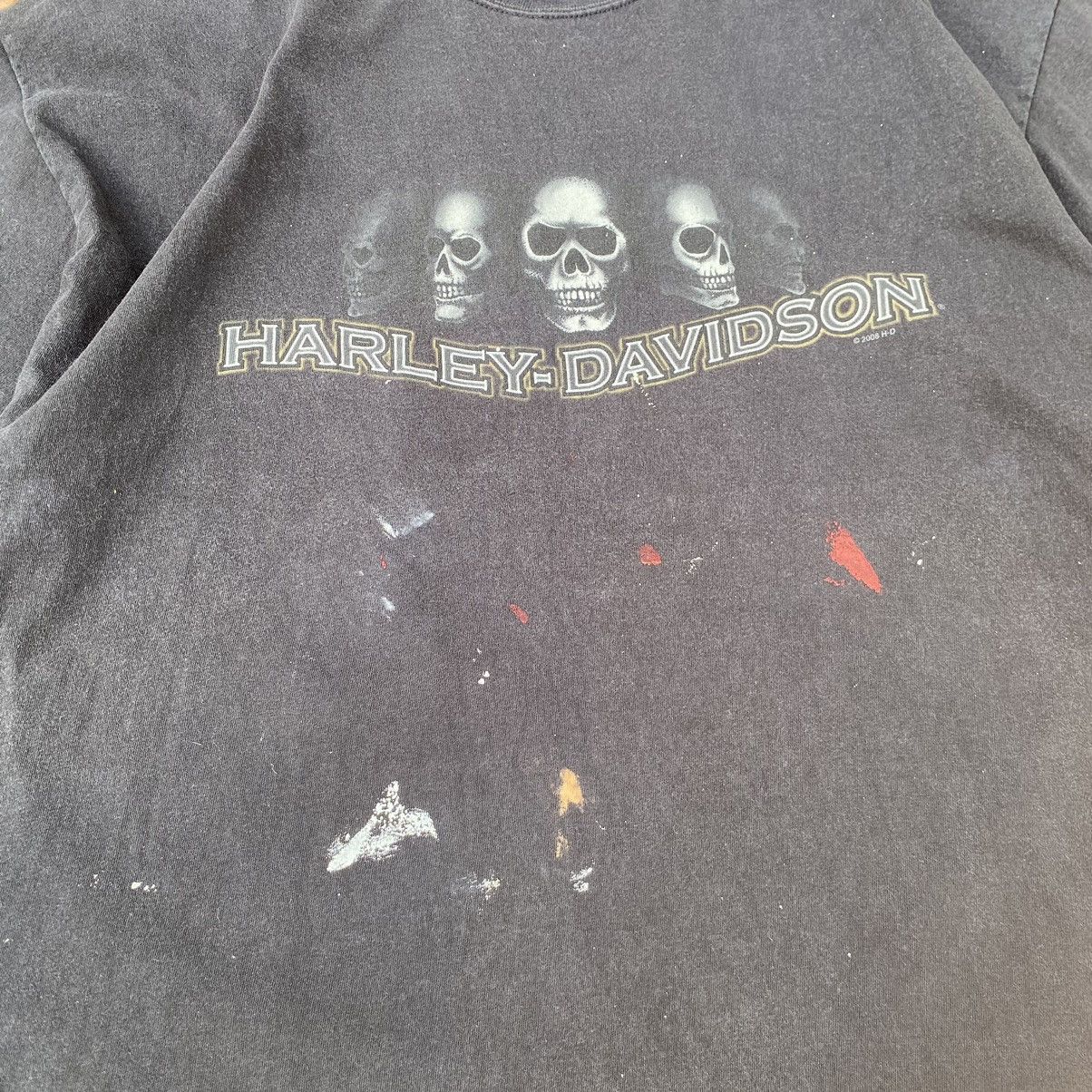 Harley Davidson Thrashed Faded Vintage Y2K Harley Davison Skull ERD GRUNGE T Size US XXL / EU 58 / 5 - 4 Thumbnail