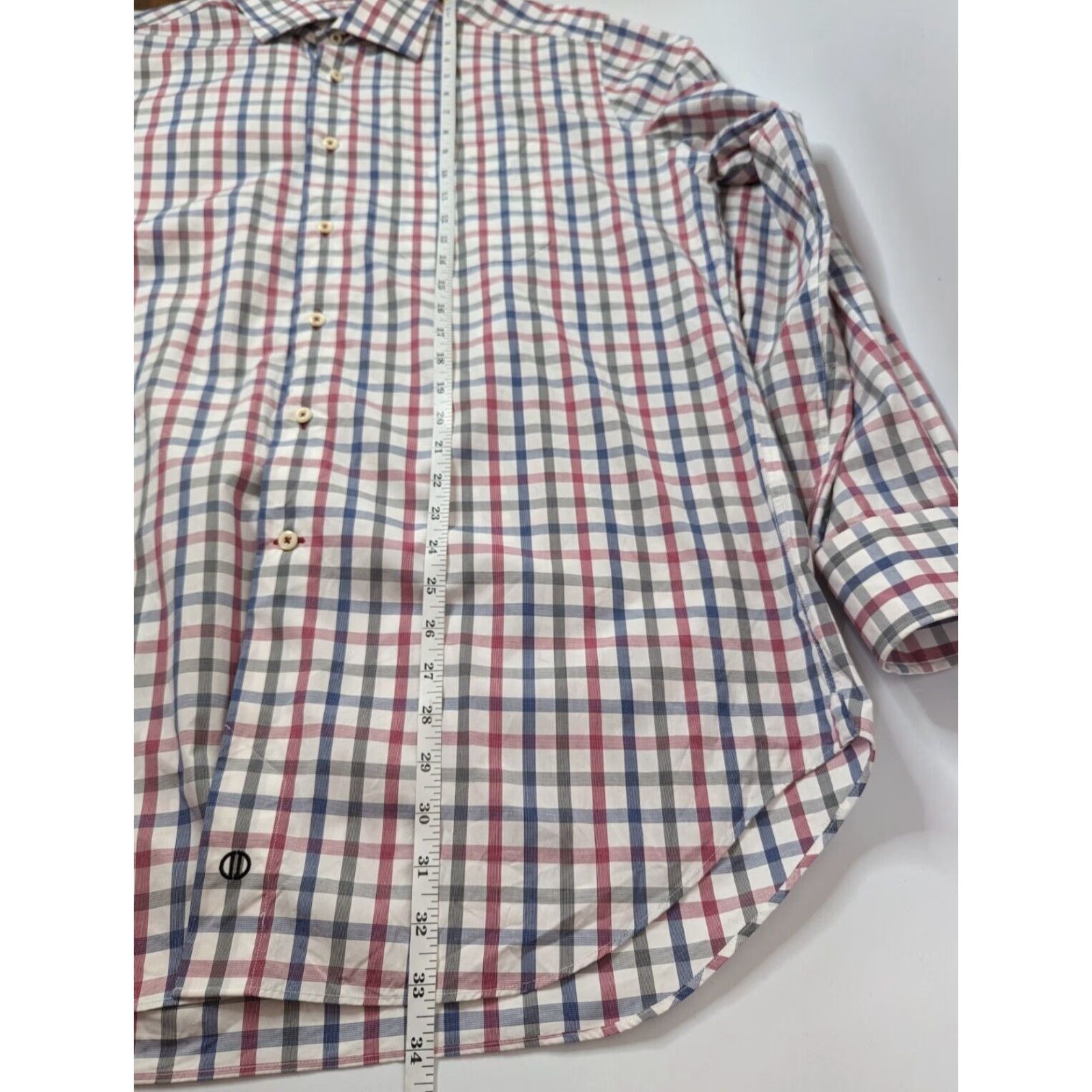 David Donahue David Donahue Dress Shirt Mens XL Pink Blue Check Plaid Cotton Button Shirt Size 46R - 5 Thumbnail