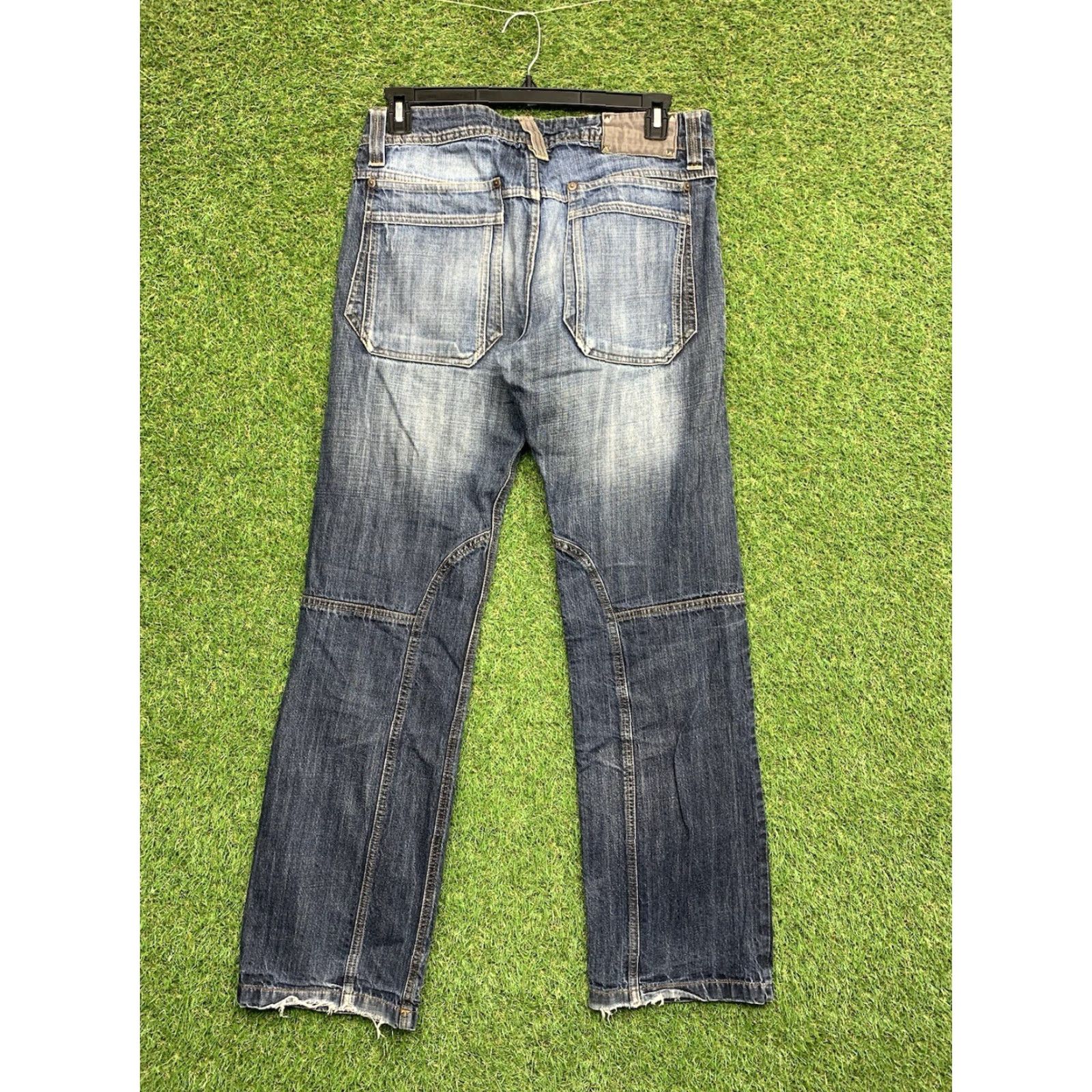 Bershka Berhska Jeans Mens 33x34 Skater Y2K Dark Wash Grunge Punk JNCO Whisker Fade 90s Size 24" / US 00 / IT 34 - 2 Thumbnail