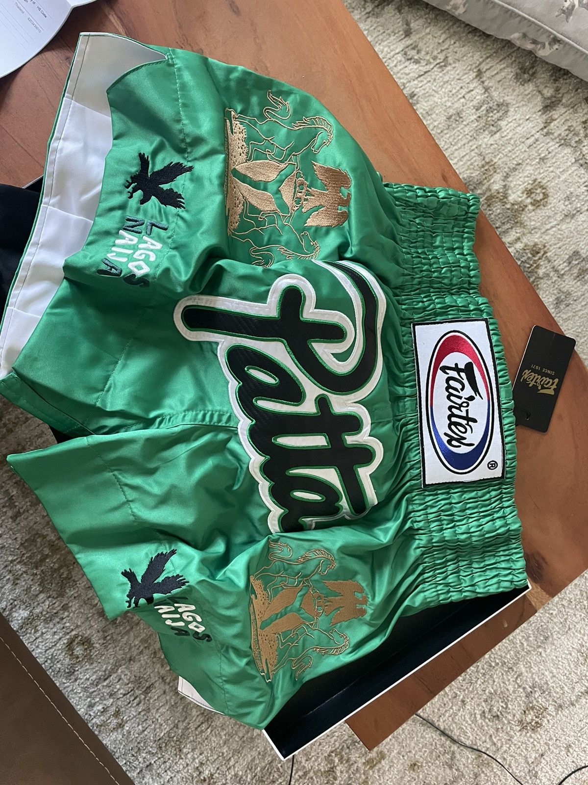 Image of Patta Homecoming Boxing Shorts in Green, Men's (Size 36)