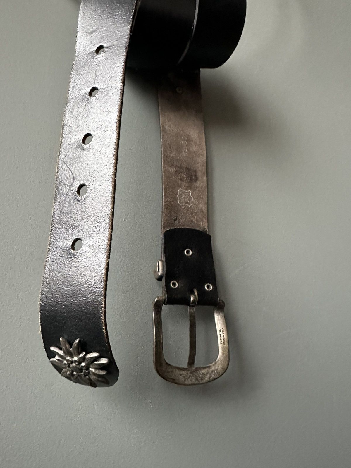 Vintage Vintage Italy Leather Belt Edelweiss Metal Concho Size ONE SIZE - 4 Thumbnail