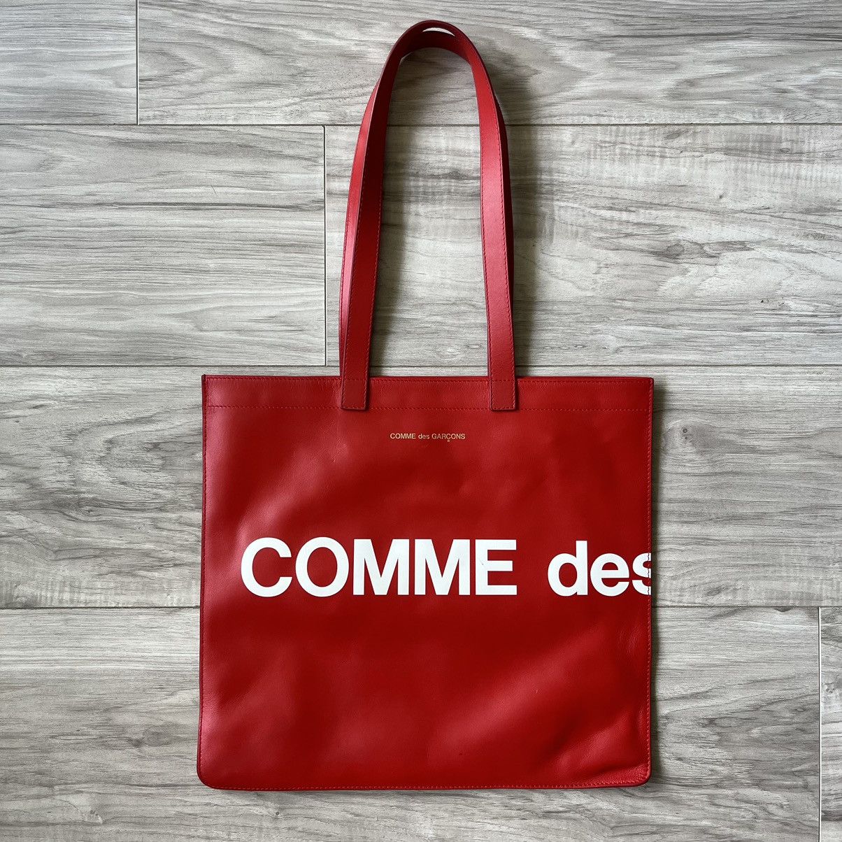 COMME DES GARÇONS LEATHER BIG LOGO TOTE