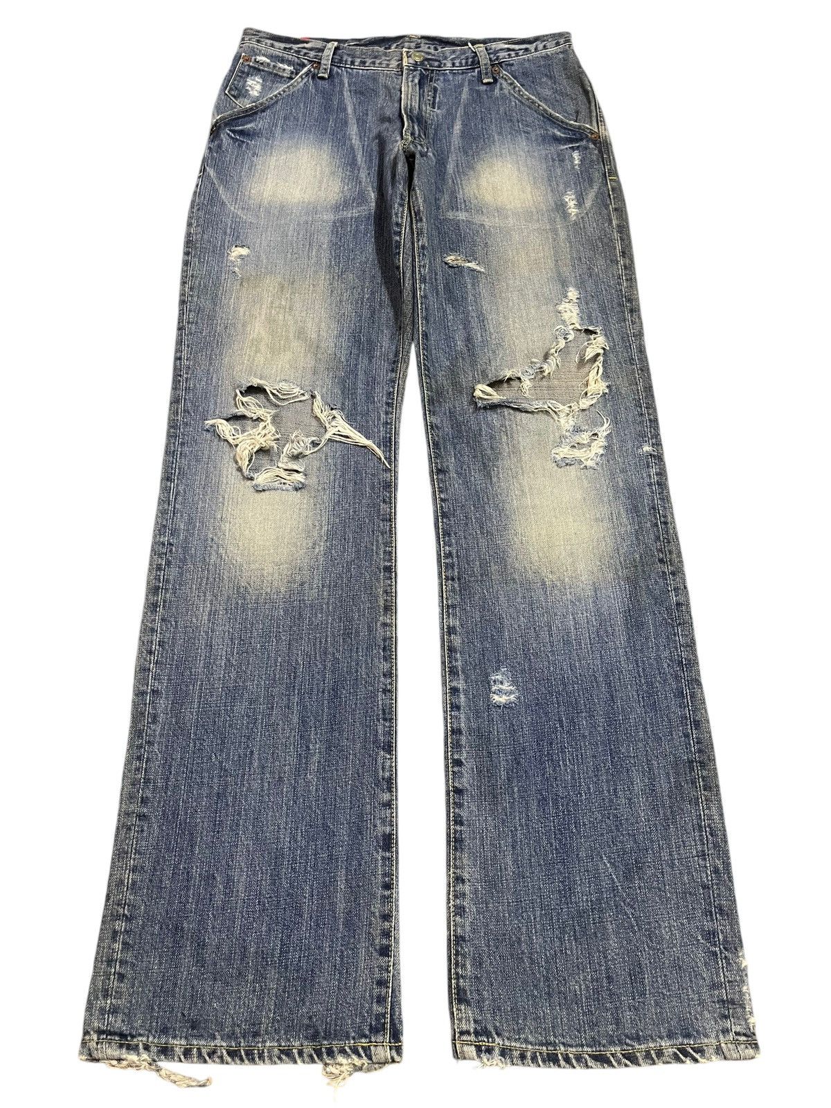 Blue Blue Japan Vintage Japanese Blue Way Bleached Distressed Baggy Jeans Size US 32 / EU 48 - 1 Thumbnail