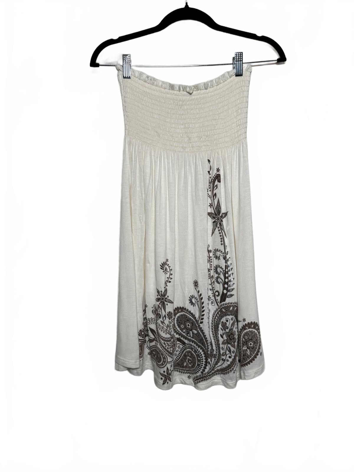 Designer Vintage Y2K strapless Soft Grunge Cream Sun Dress Size S / US 4 / IT 40 - 1 Thumbnail