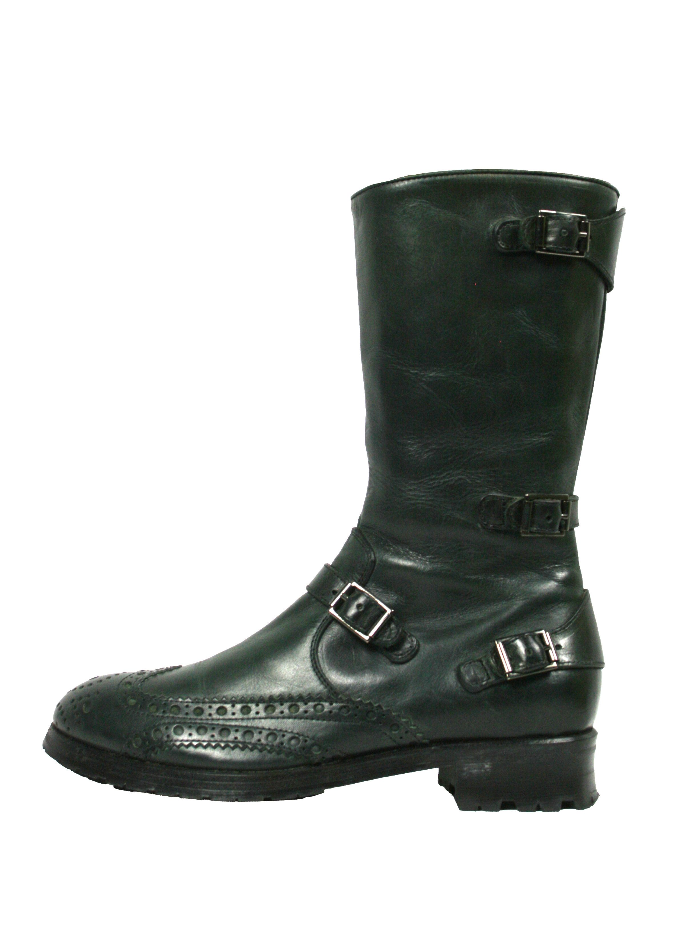 Shoto Engineered Biker Military Brogue Leather Boots Size US 6 / IT 36 - 2 Thumbnail