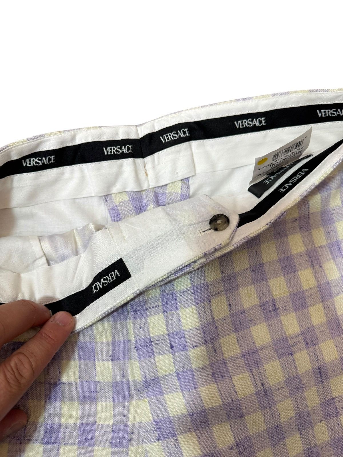 Versace Versace Men’s Suit Lilac Ivory Checkered Size 48 Size 38R - 13 Thumbnail
