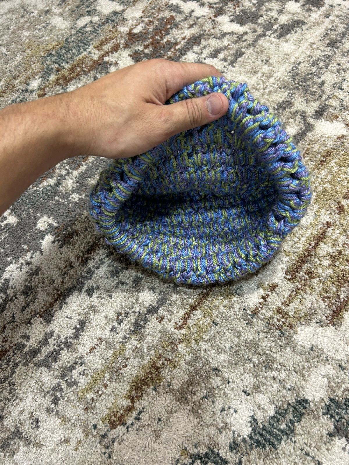 Other Hand-Knitted Beanie Green/Blue Size ONE SIZE - 2 Thumbnail