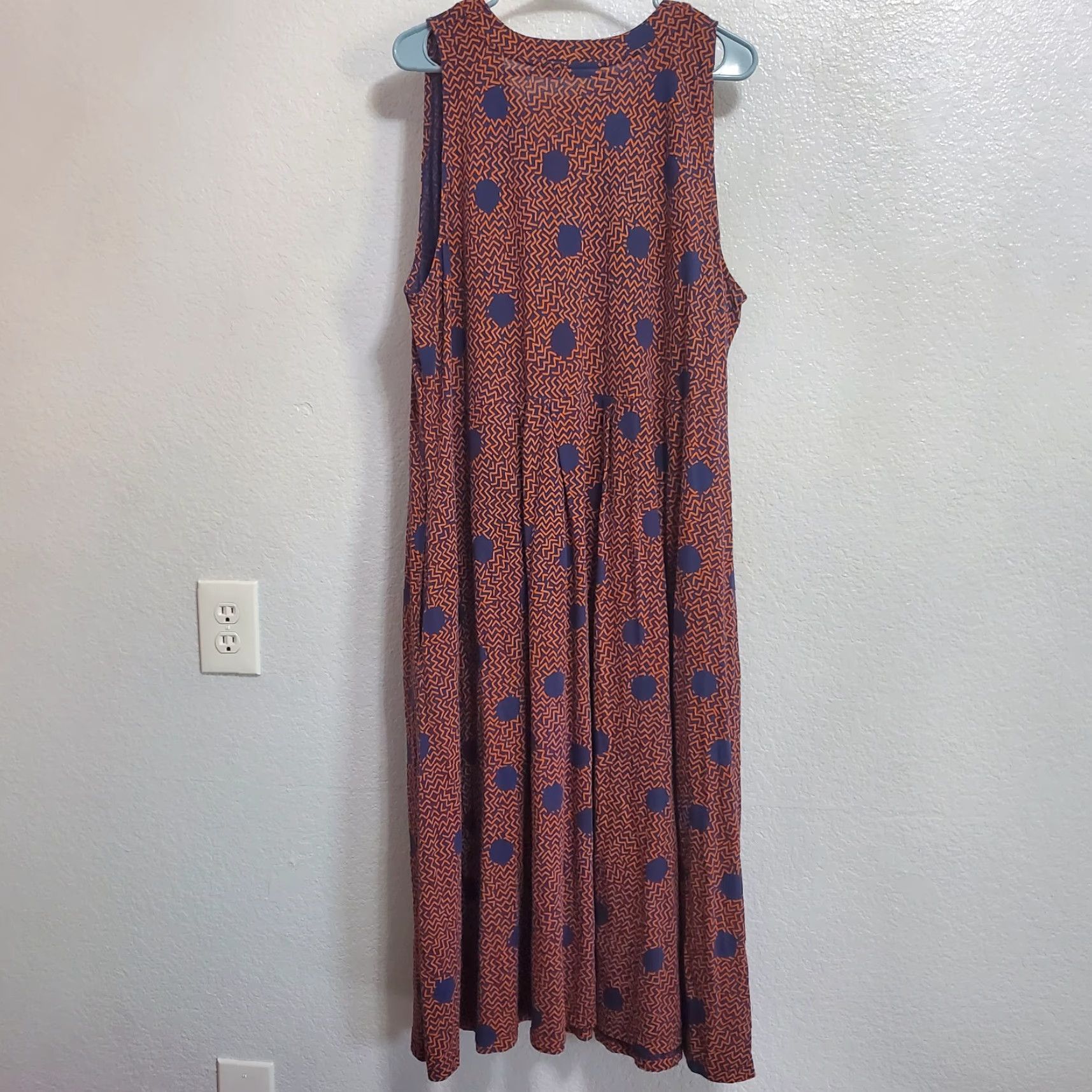 Vintage VINTAGE Gudrun Sjoden Dress Women XL Orange Blue Sleeveless Maxi Organic Cotton Stretch Size XL / US 12-14 / IT 48-50 - 3 Thumbnail