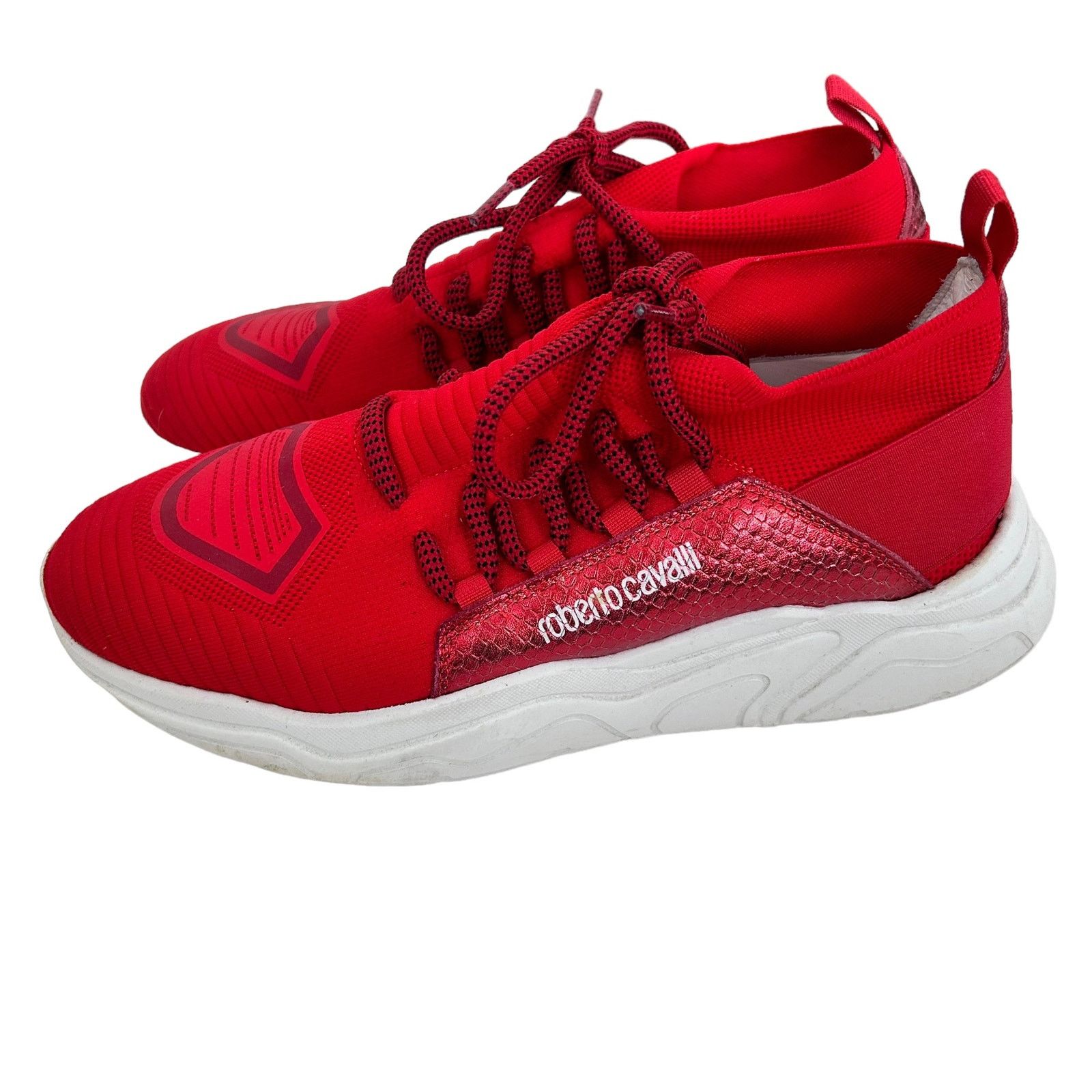 Roberto Cavalli Roberto Cavalli Red Chunky Sock Sneakers Sz 11 Size US 11 / IT 41 - 4 Thumbnail